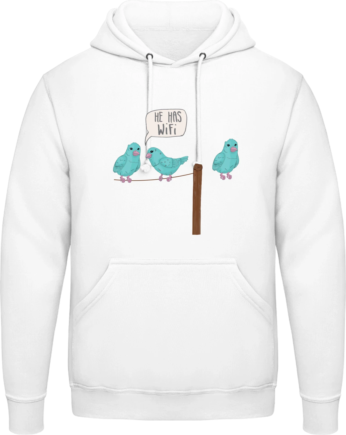 He has WiFi Comic - Arctic white AWDis man hoodie - Front