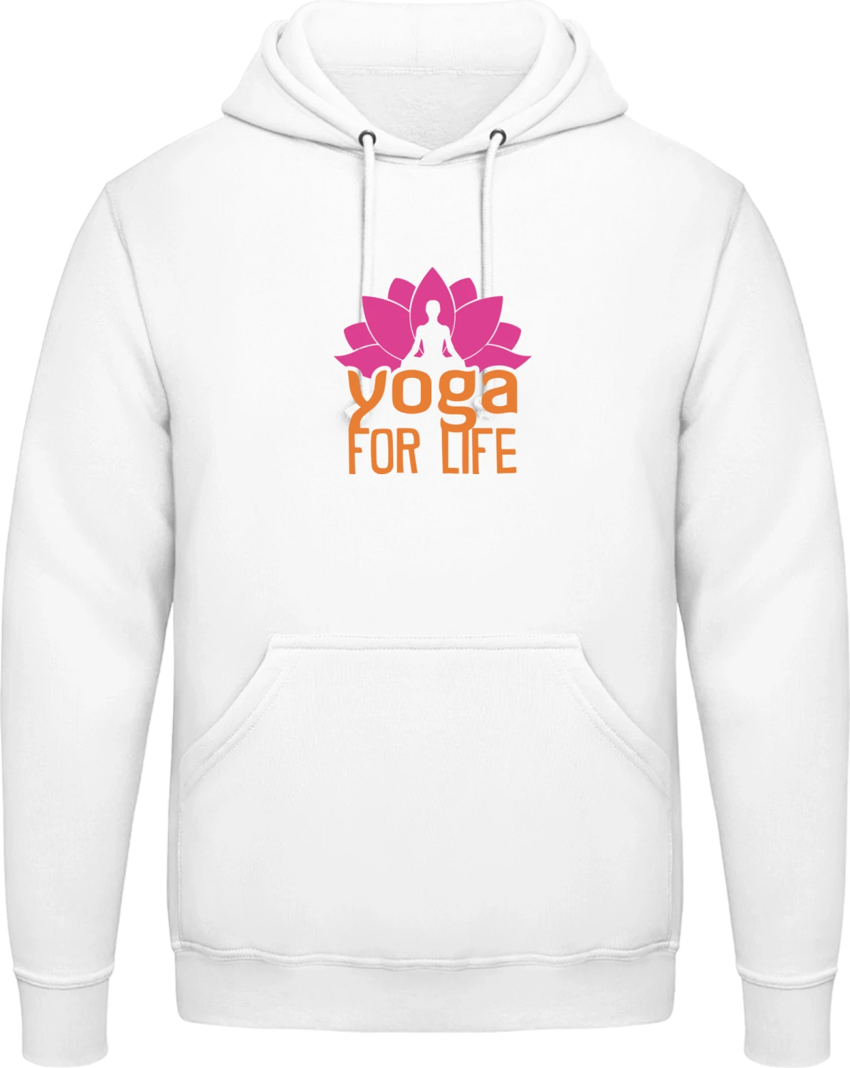 Yoga For Life - Arctic white AWDis man hoodie - Front