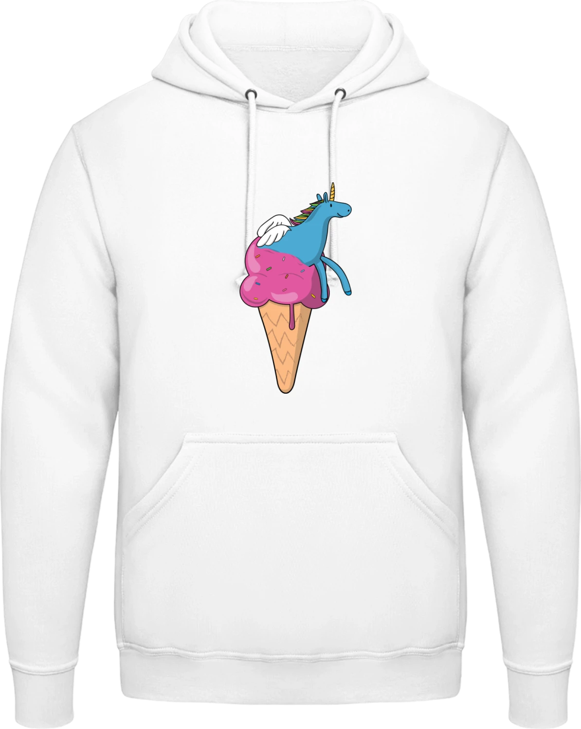 Ice Cream Unicorn - Arctic white AWDis man hoodie - Front