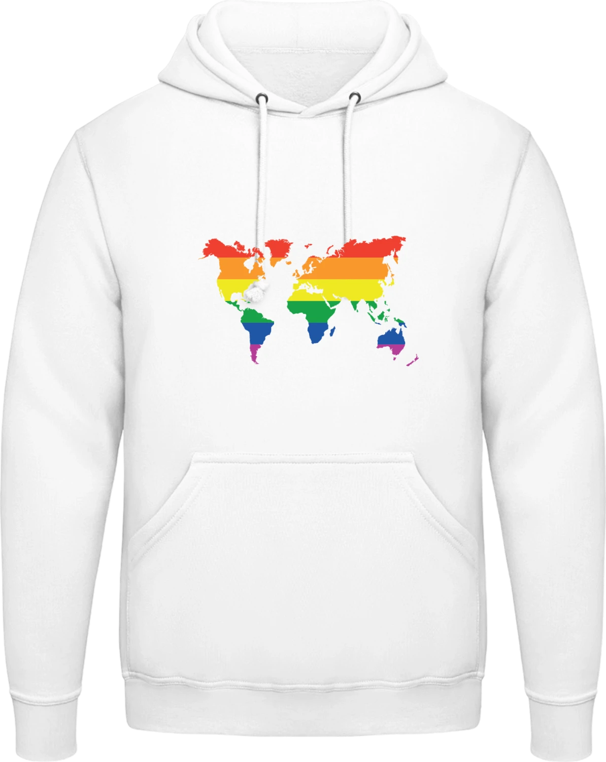 World Map Rainbow - Arctic white AWDis man hoodie - Front