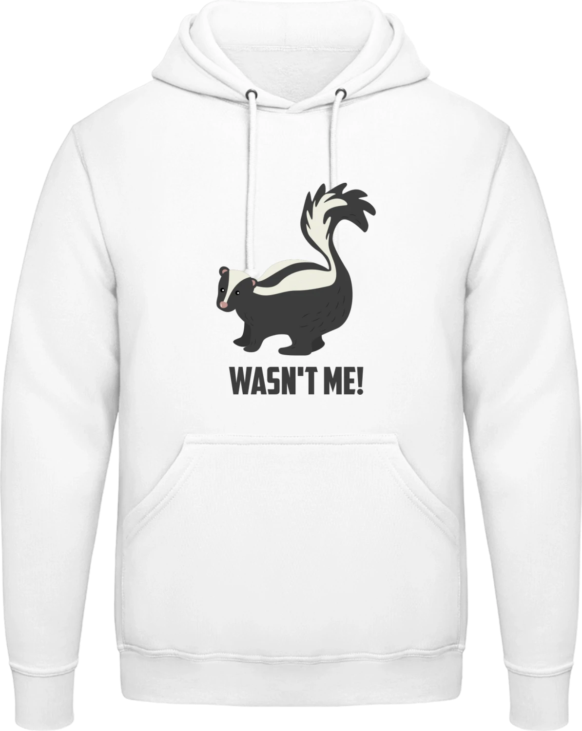 Wasn´t Me Skunk - Arctic white AWDis man hoodie - Front