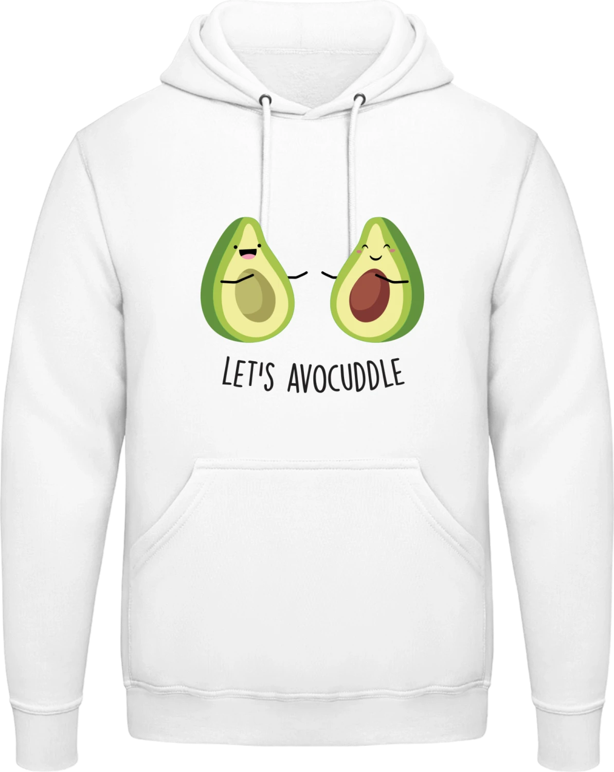 Let's Avocuddle - Arctic white AWDis man hoodie - Front