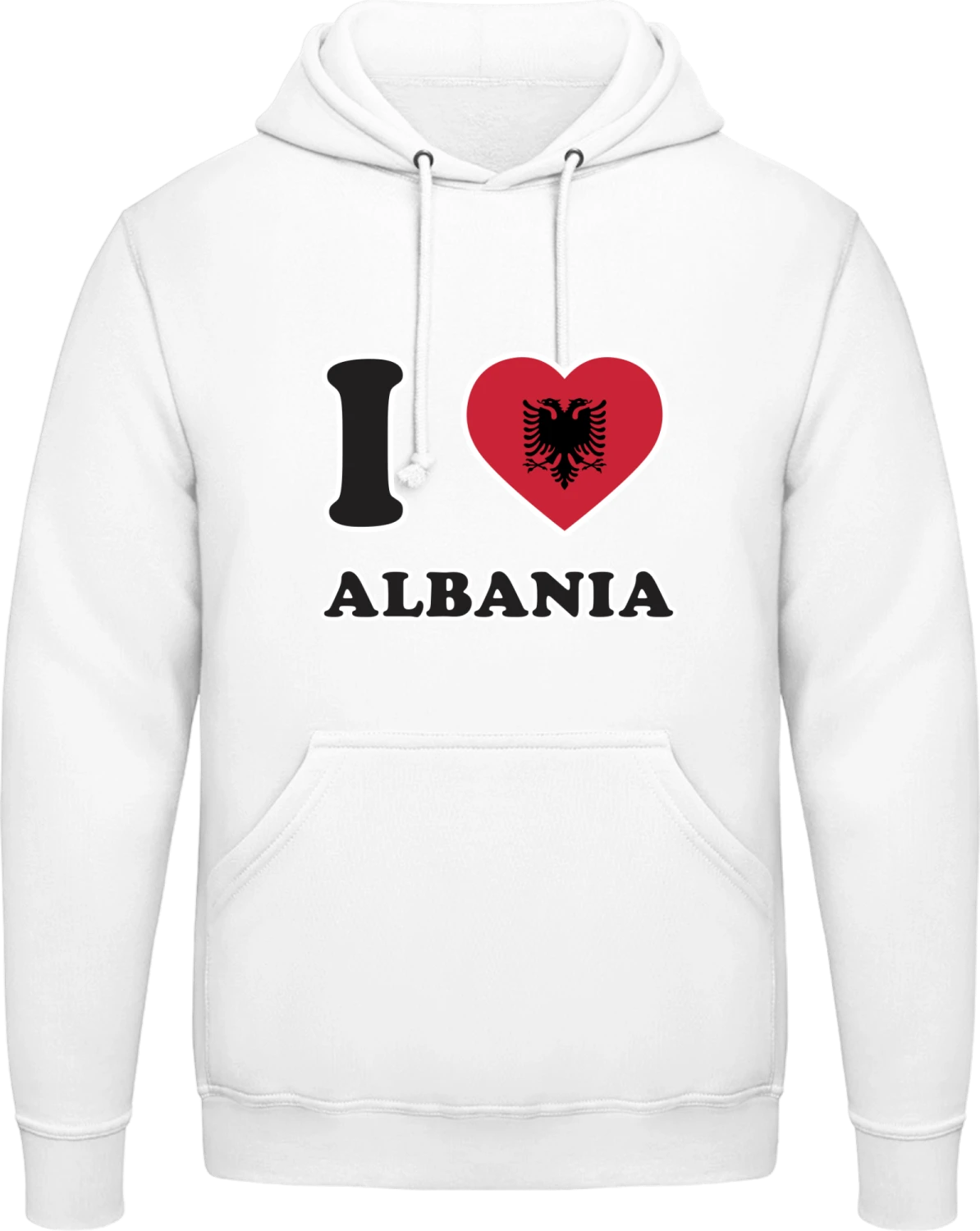 I Love Albania - Arctic white AWDis man hoodie - Front