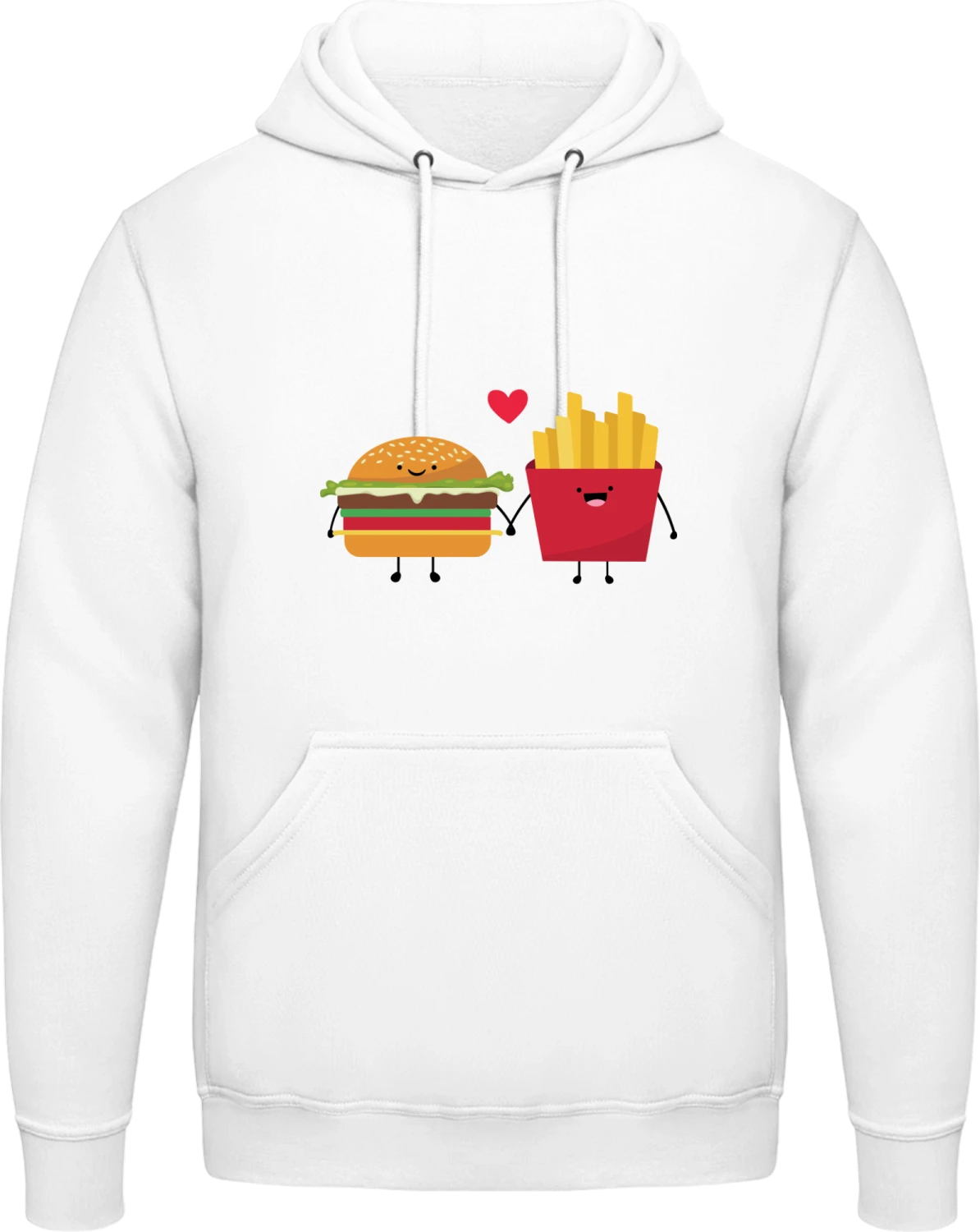 Hamburger And French Fries In Love - Arctic white AWDis man hoodie - Front