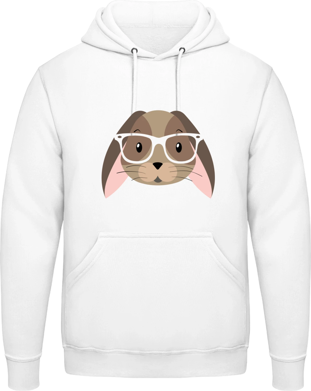 Comic Bunny With Glasses - Arctic white AWDis man hoodie - Front