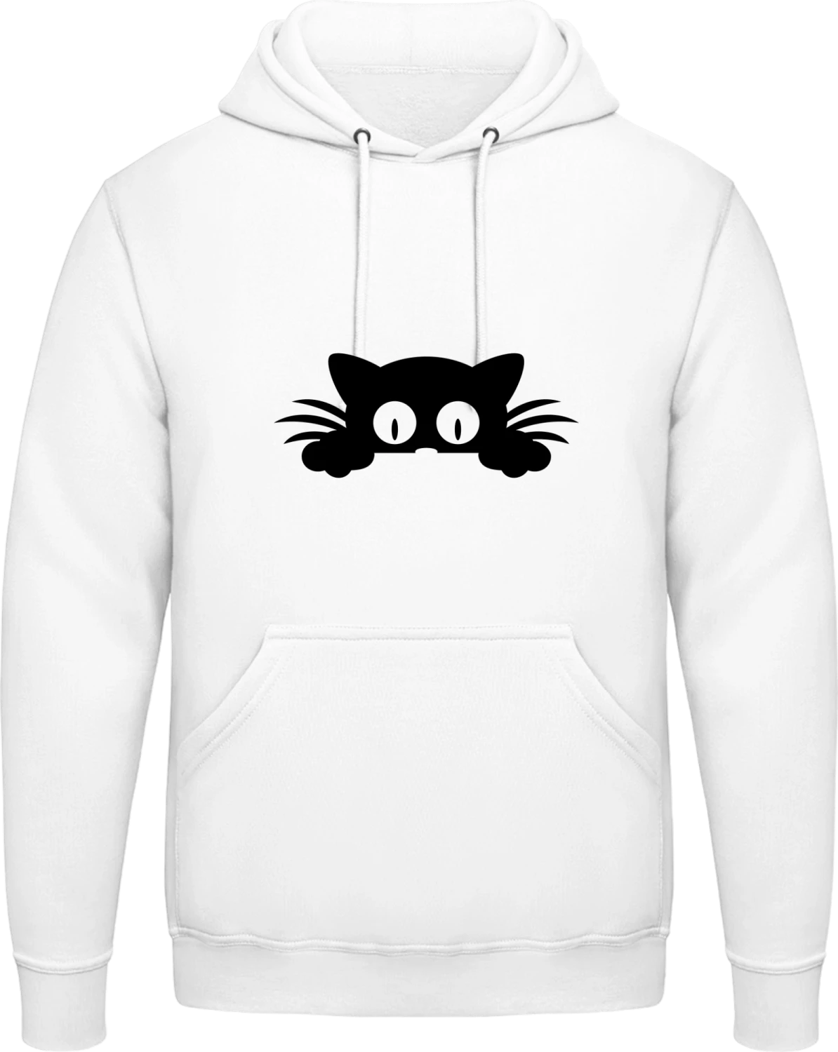 Peeking Cat Silhouette - Arctic white AWDis man hoodie - Front