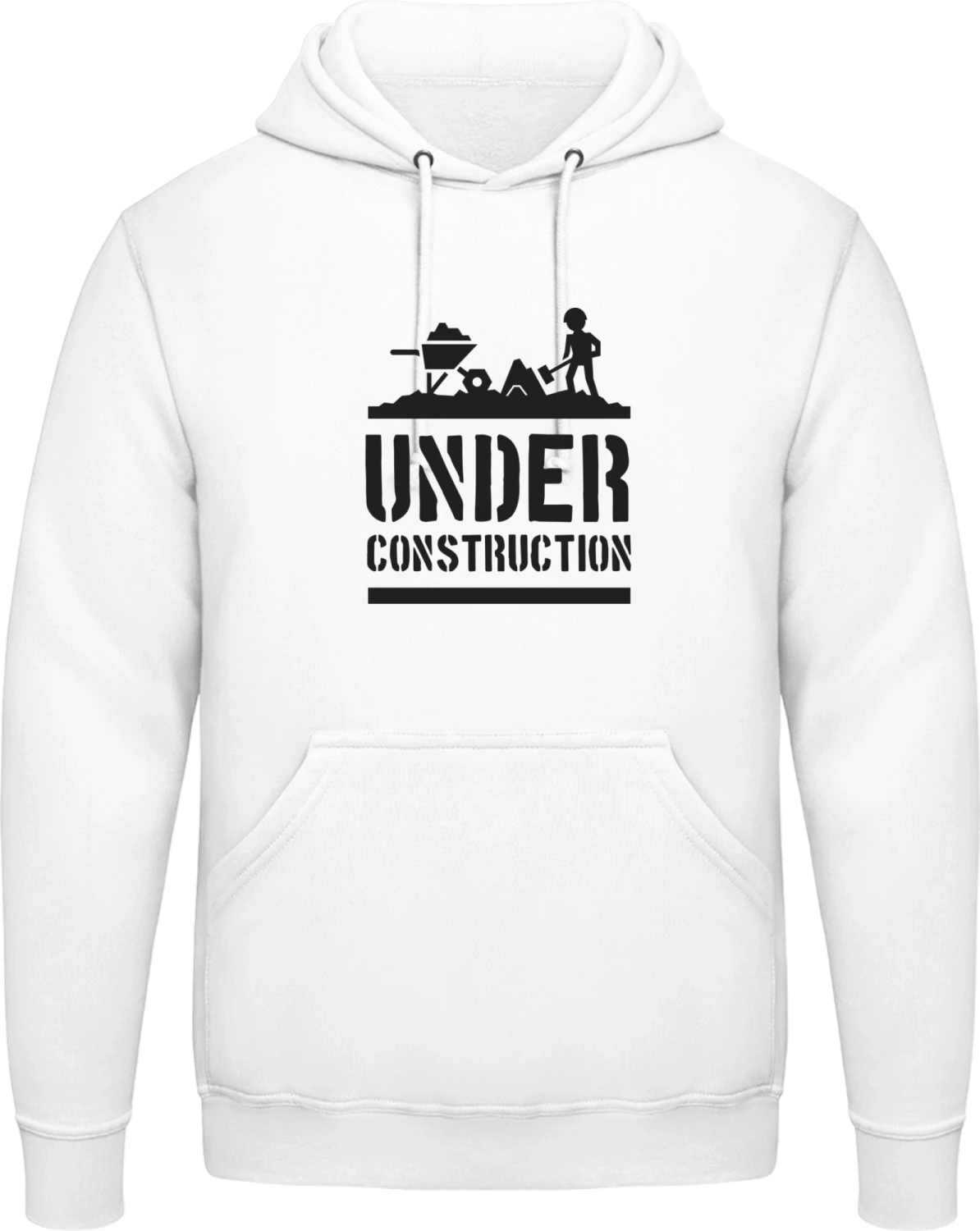 Under Construction - Arctic white AWDis man hoodie - Front