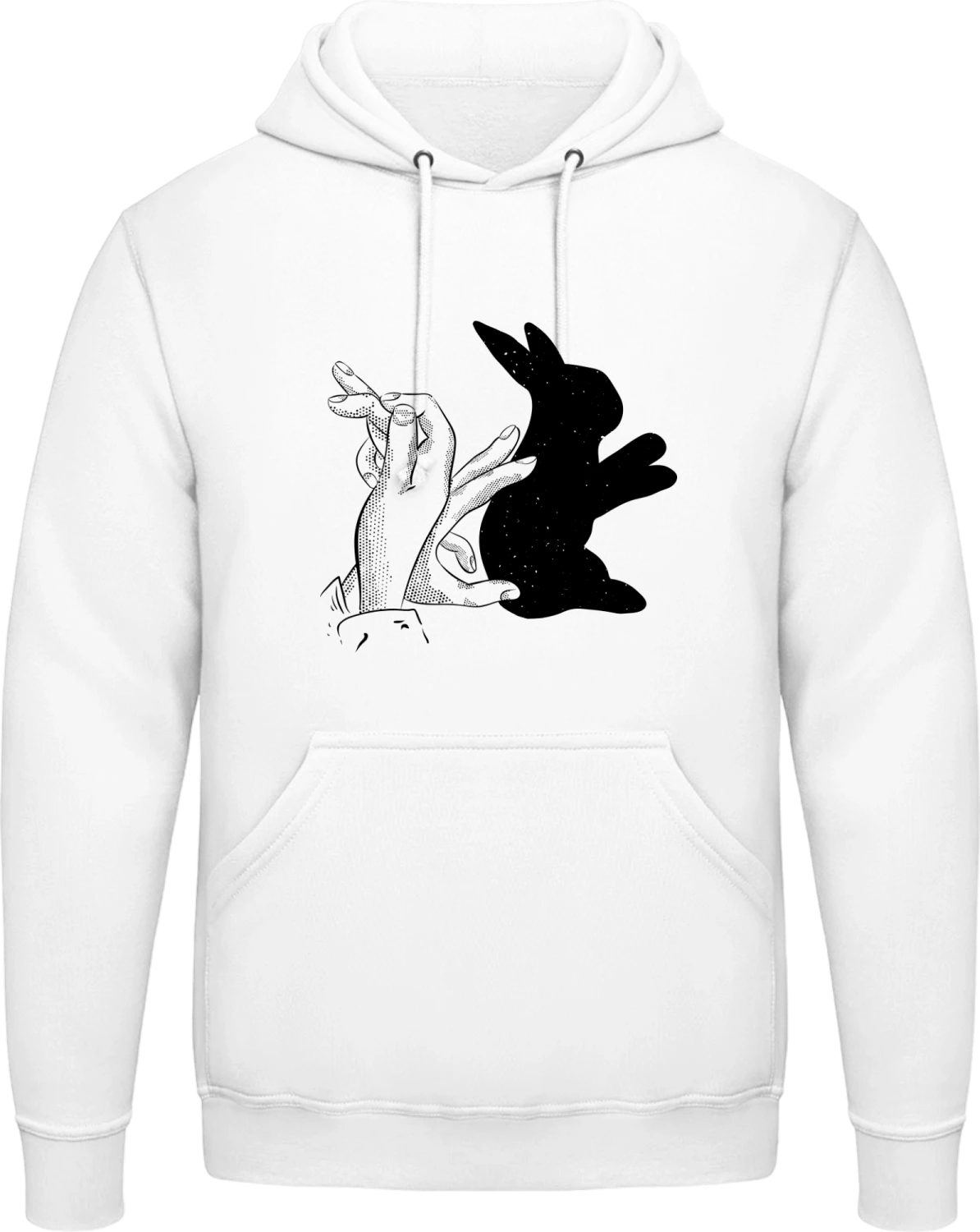 Rabbit Hand Shadow - Arctic white AWDis man hoodie - Front