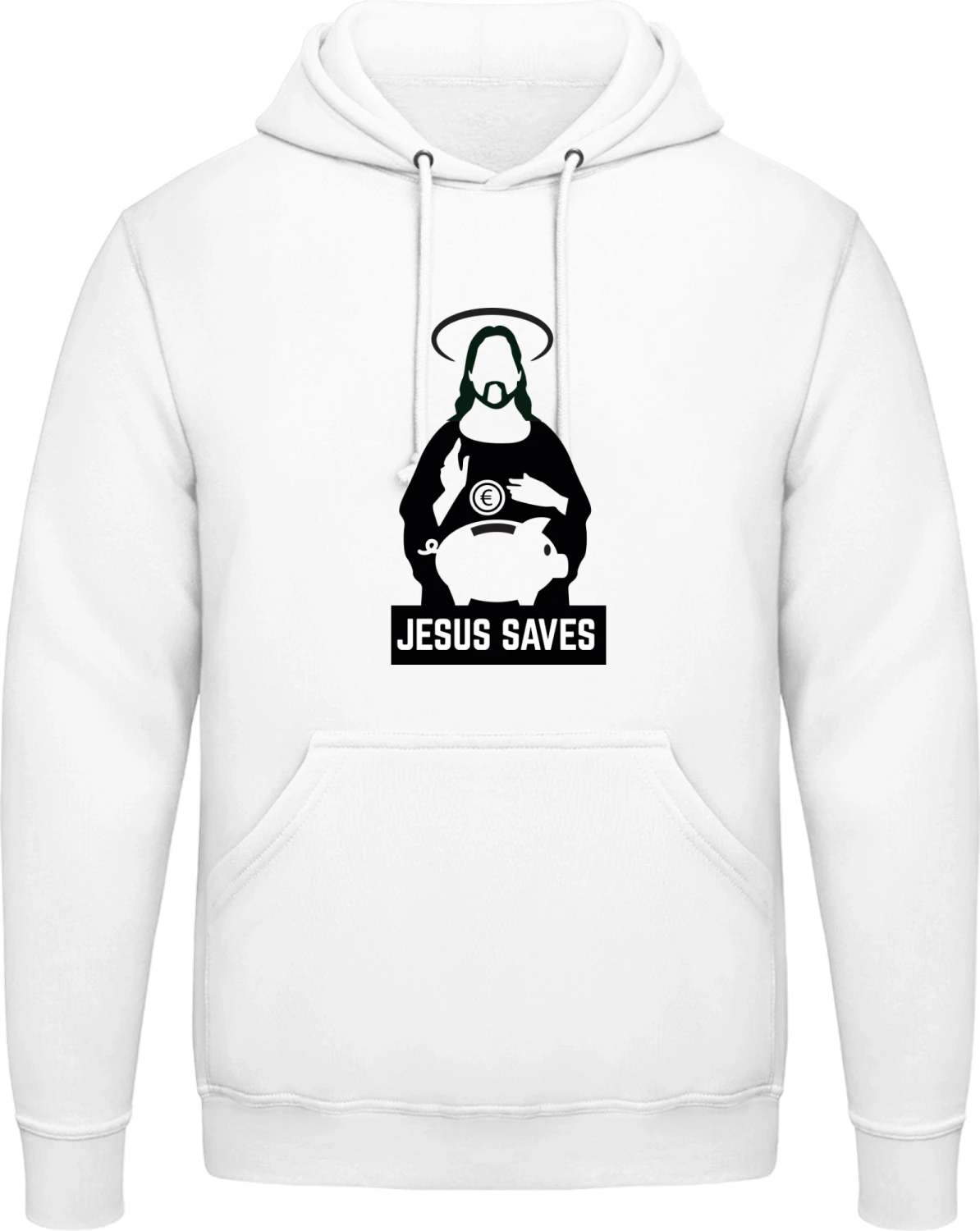 Jesus Saves Money - Arctic white AWDis man hoodie - Front