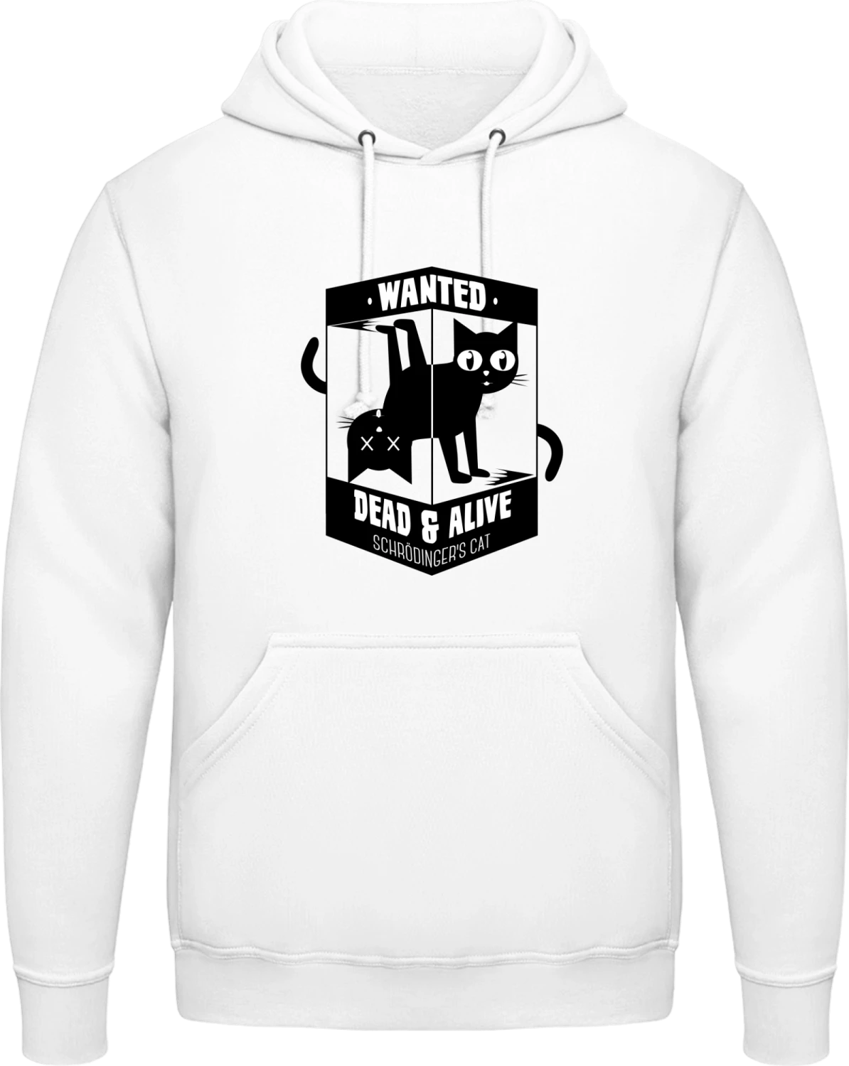 Wanted Dead & Alive Schrödinger's Cat - Arctic white AWDis man hoodie - Front