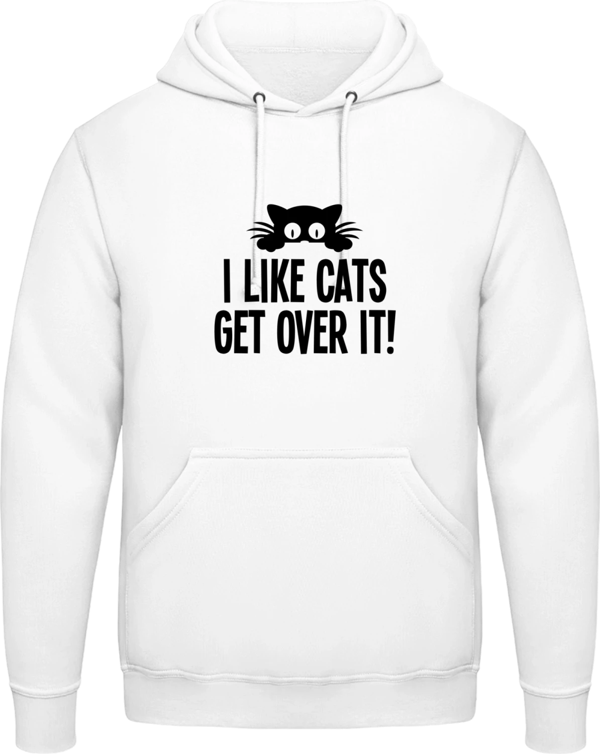 I Like Cats Get Over It! - Arctic white AWDis man hoodie - Front