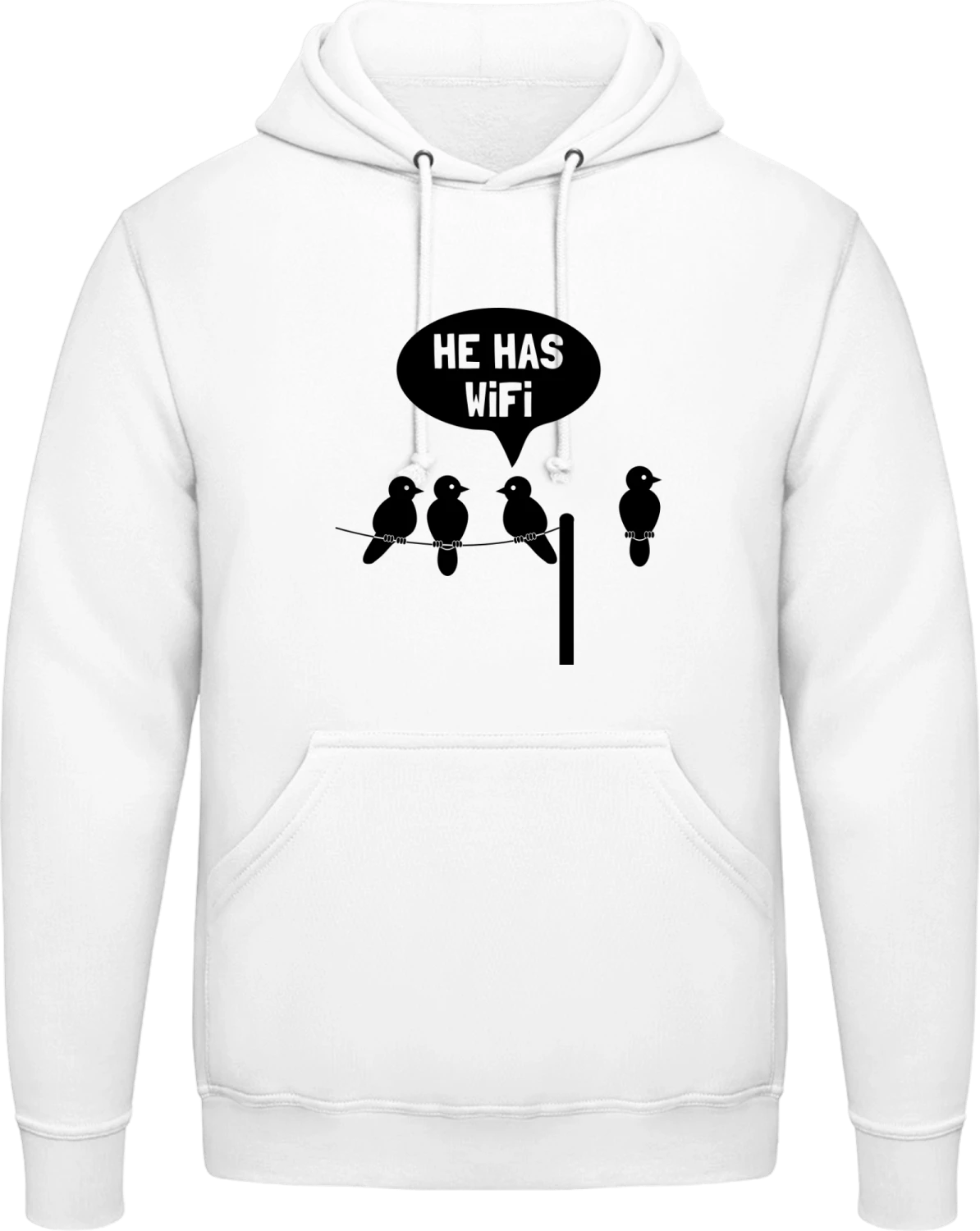 He has WiFi - Arctic white AWDis man hoodie - Front