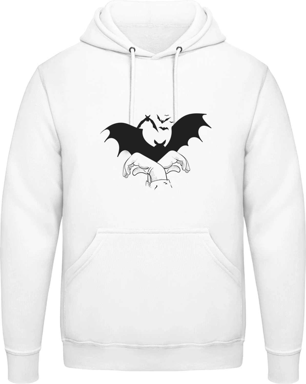 Bats Hand Shadow - Arctic white AWDis man hoodie - Front