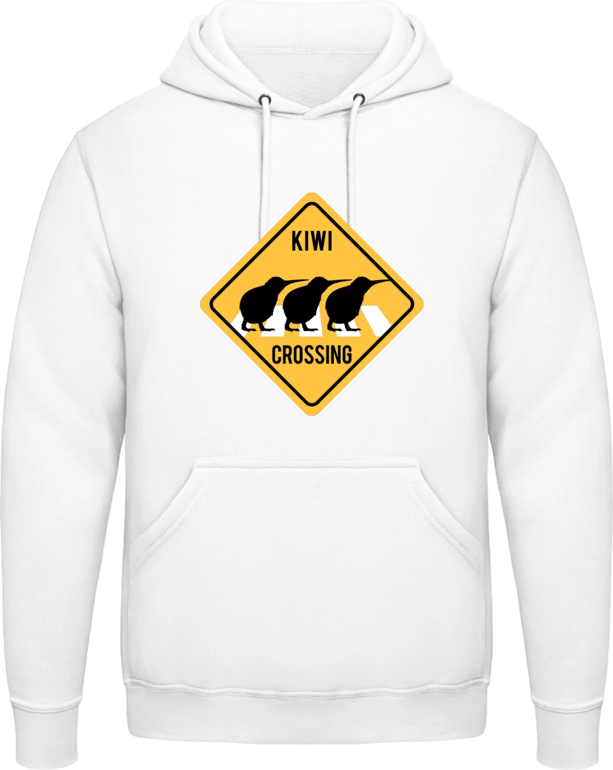 Kiwi Crossing Road Sign - Arctic white AWDis man hoodie - Front