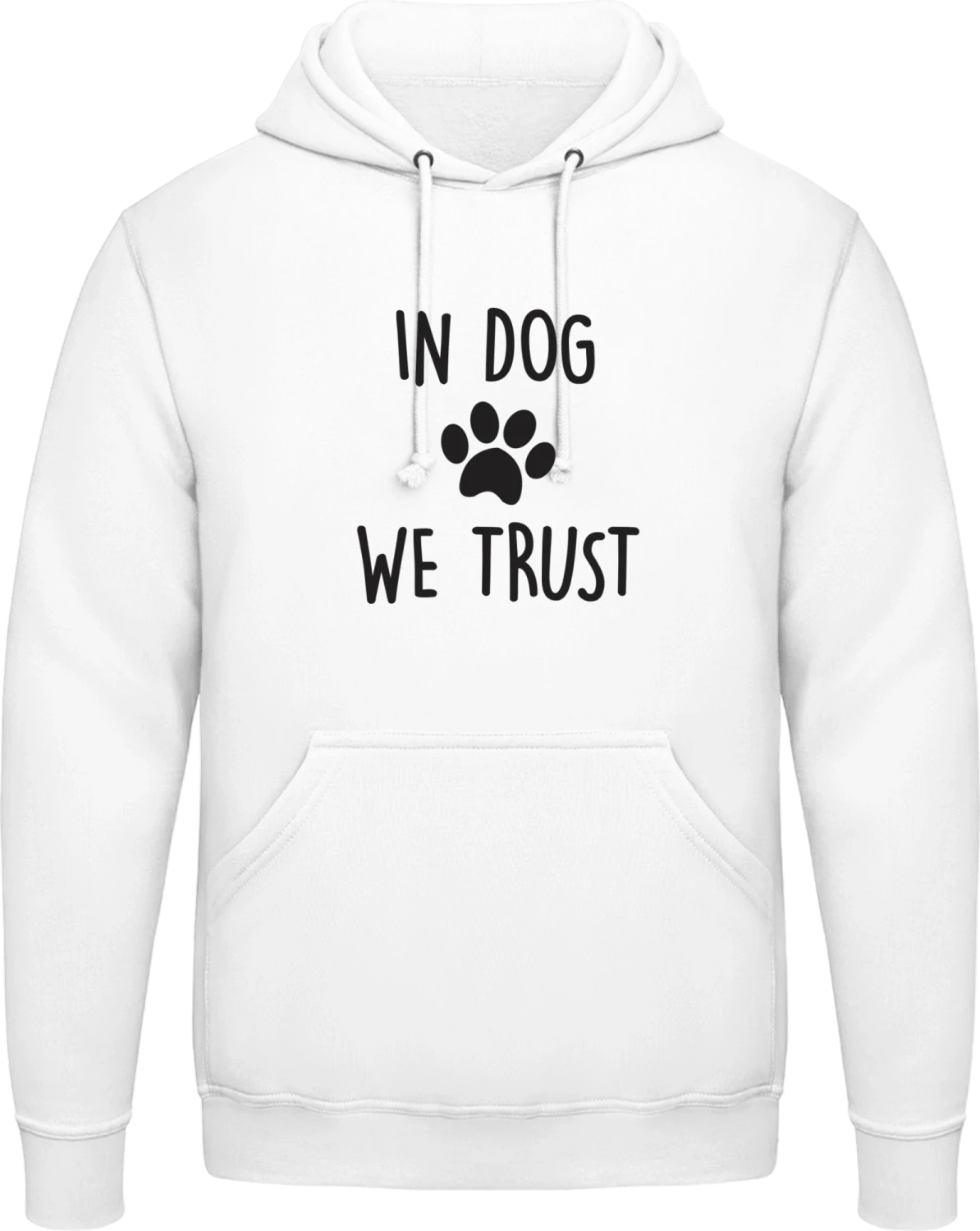 In Dog We Trust - Arctic white AWDis man hoodie - Front