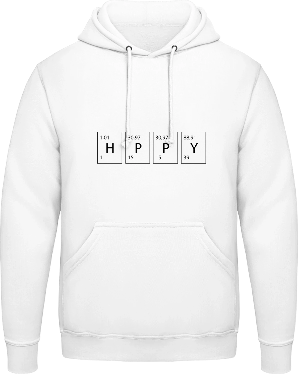 Happy Chemical - Arctic white AWDis man hoodie - Front