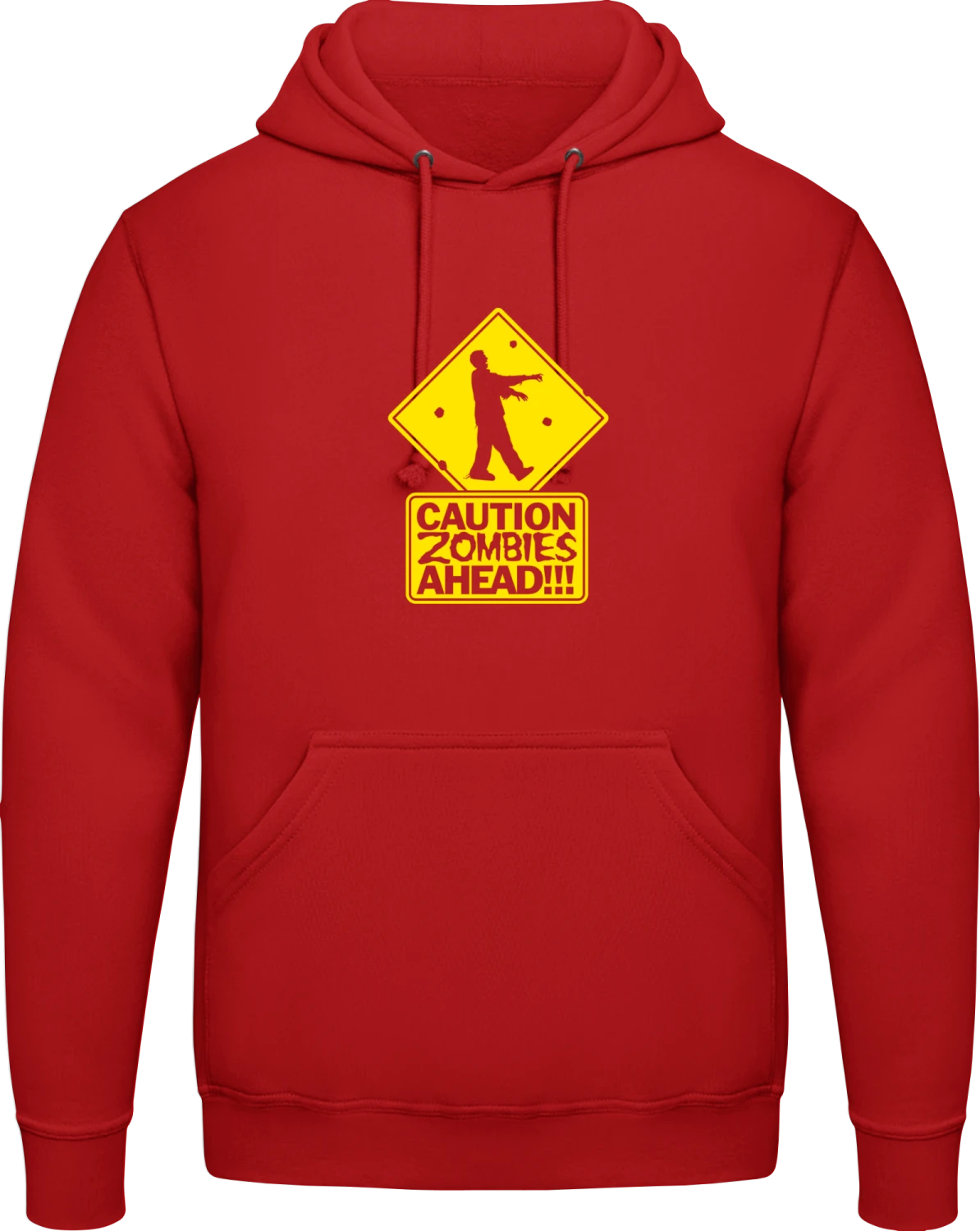 Caution Zombies Ahead - Fire red AWDis man hoodie - Front