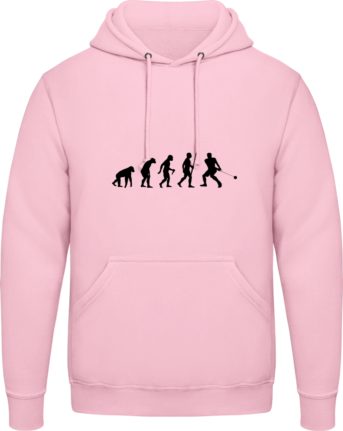 Hammer Throw Evolution - Baby pink AWDis man hoodie - Front