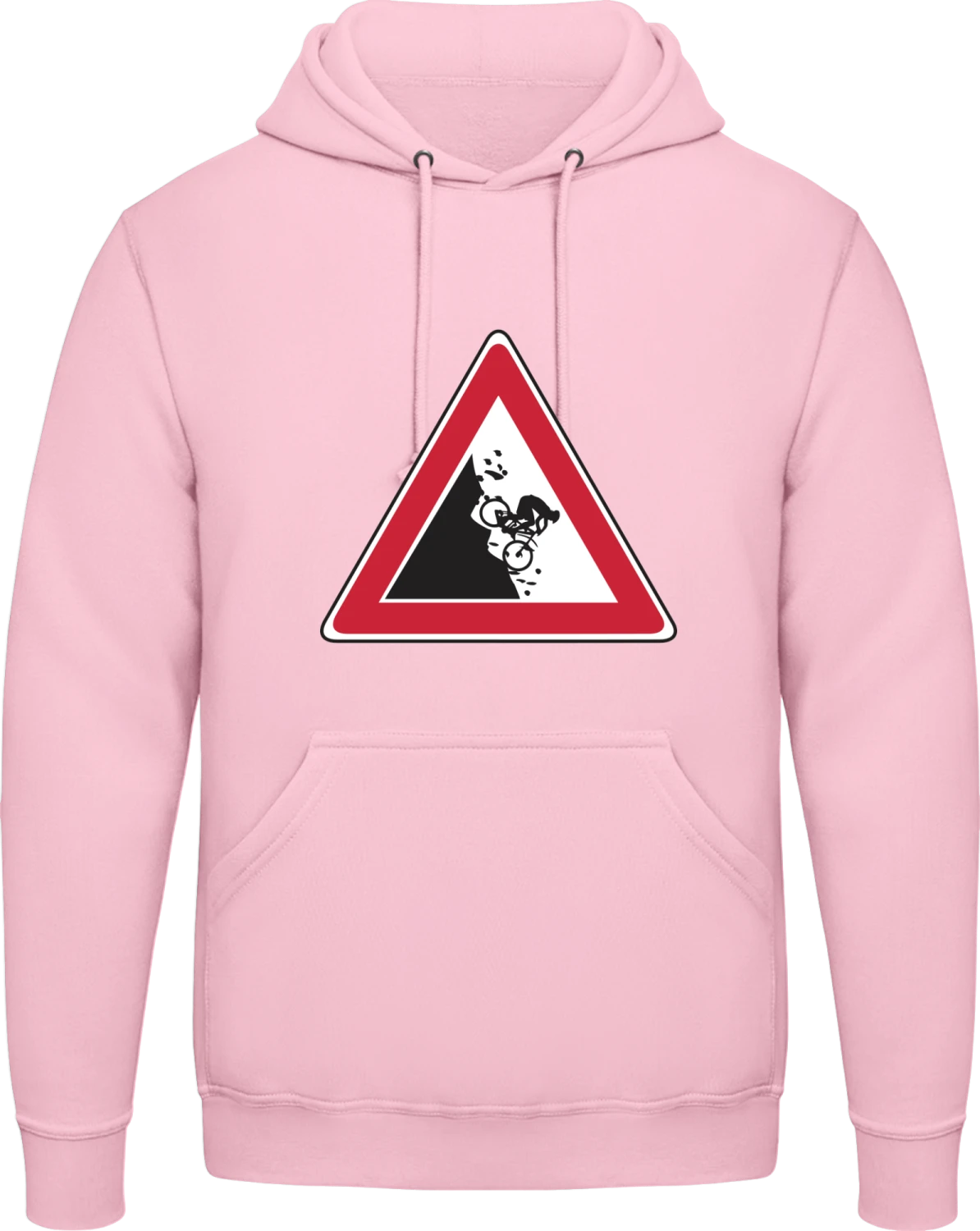 Mountain Biker Sign - Baby pink AWDis man hoodie - Front