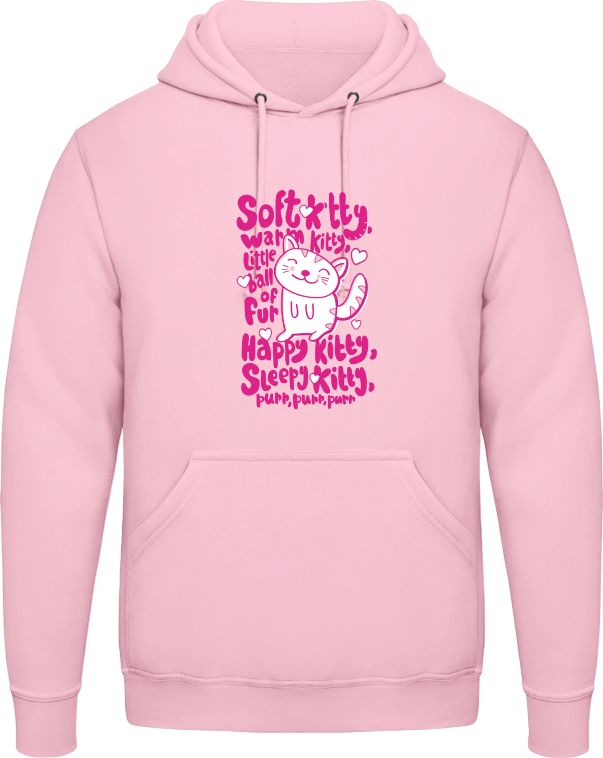 Soft Kitty Warm Kitty Little Ball Of Fur - Baby pink AWDis man hoodie - Front