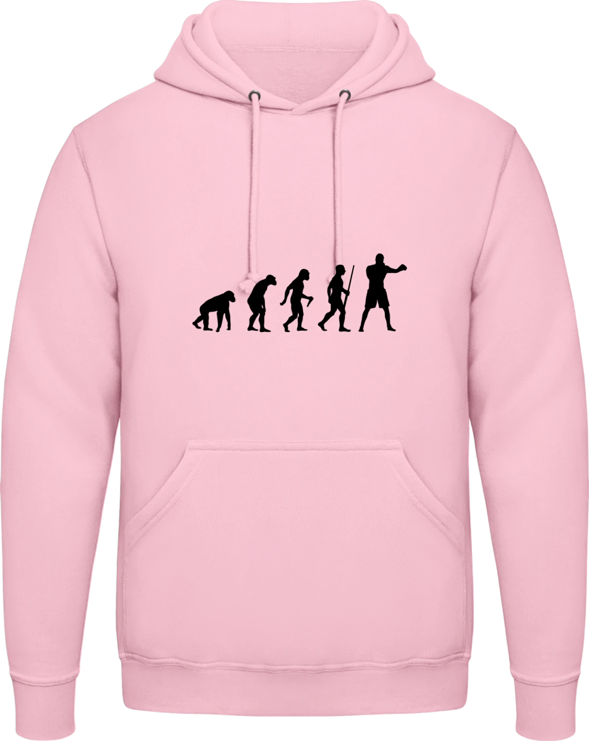 Boxer Evolution - Baby pink AWDis man hoodie - Front