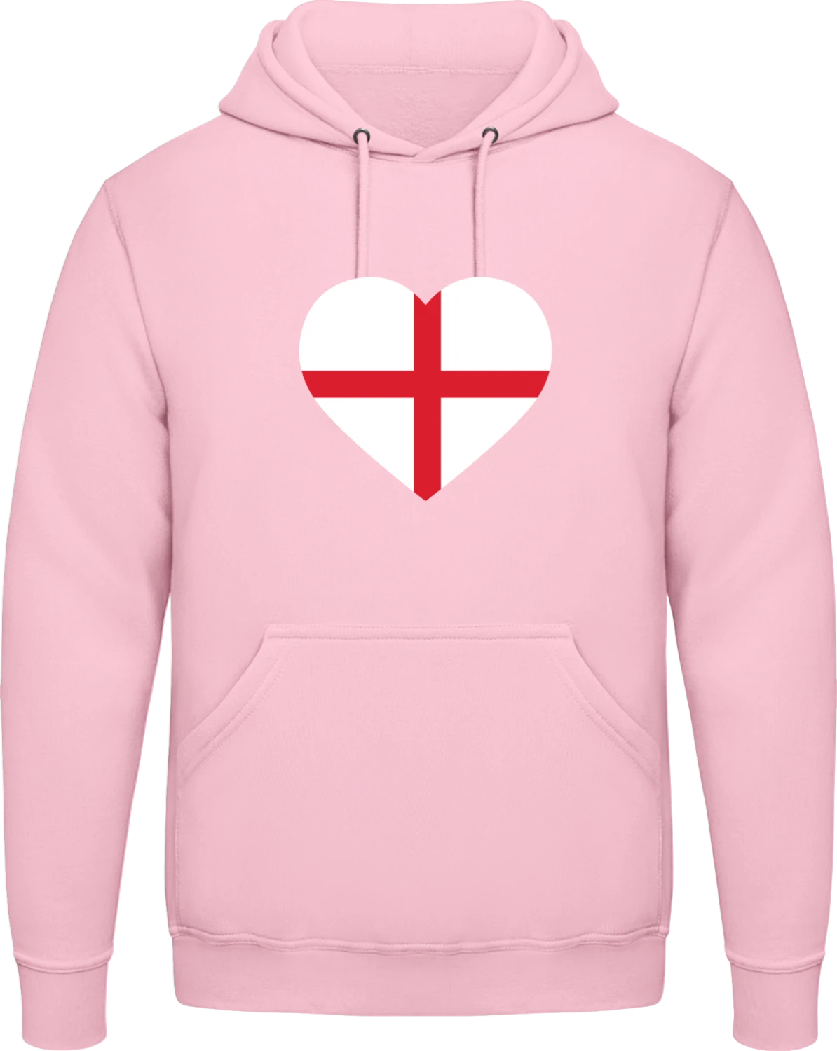 England Heart Flag - Baby pink AWDis man hoodie - Front