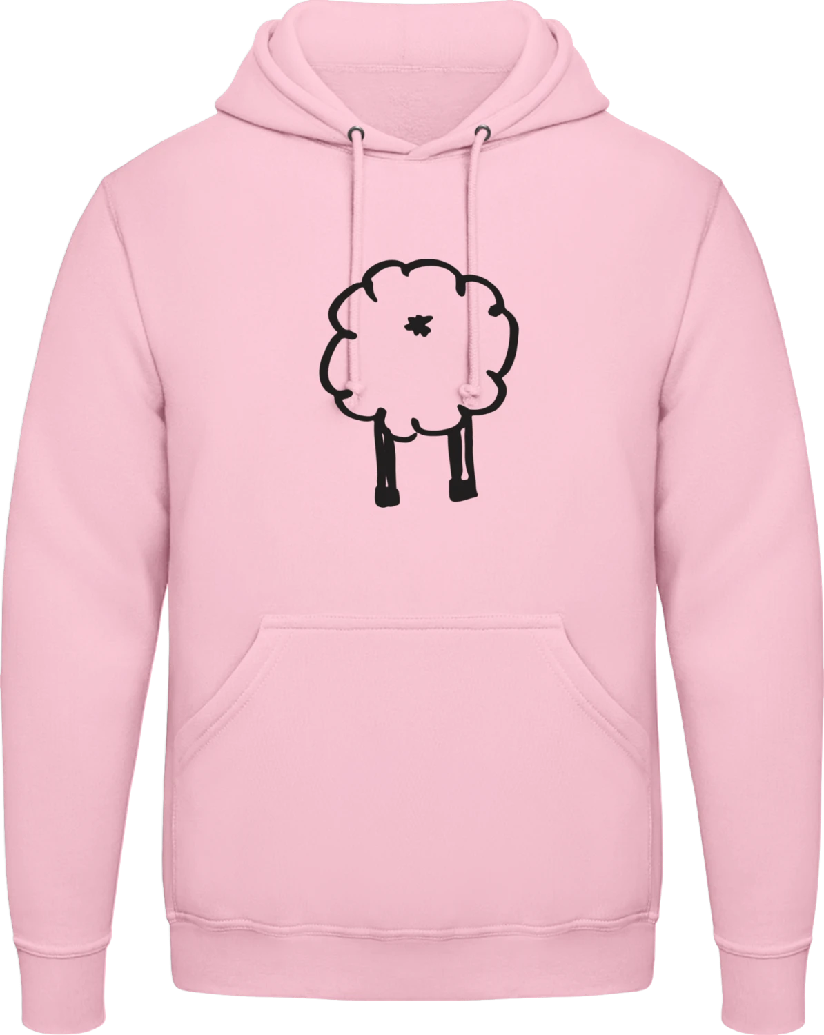 Sheep From Behind - Baby pink AWDis man hoodie - Front