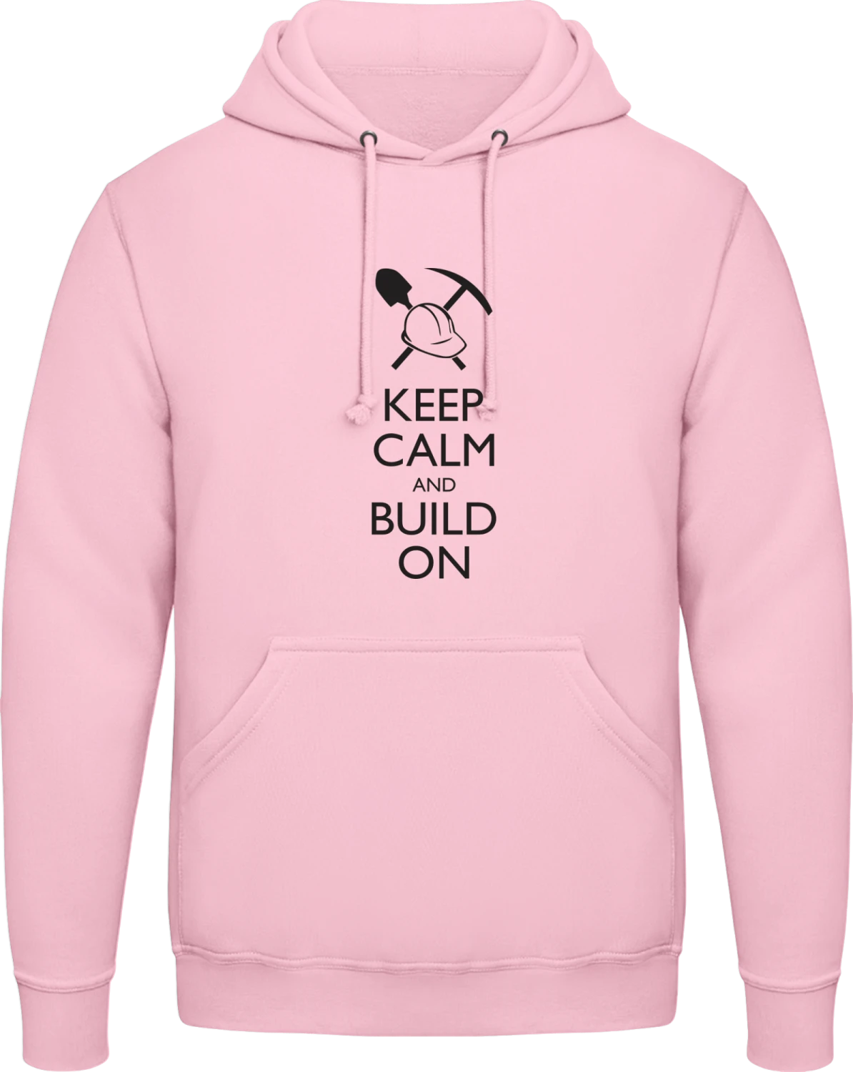 Keep Calm and Build On - Baby pink AWDis man hoodie - Front