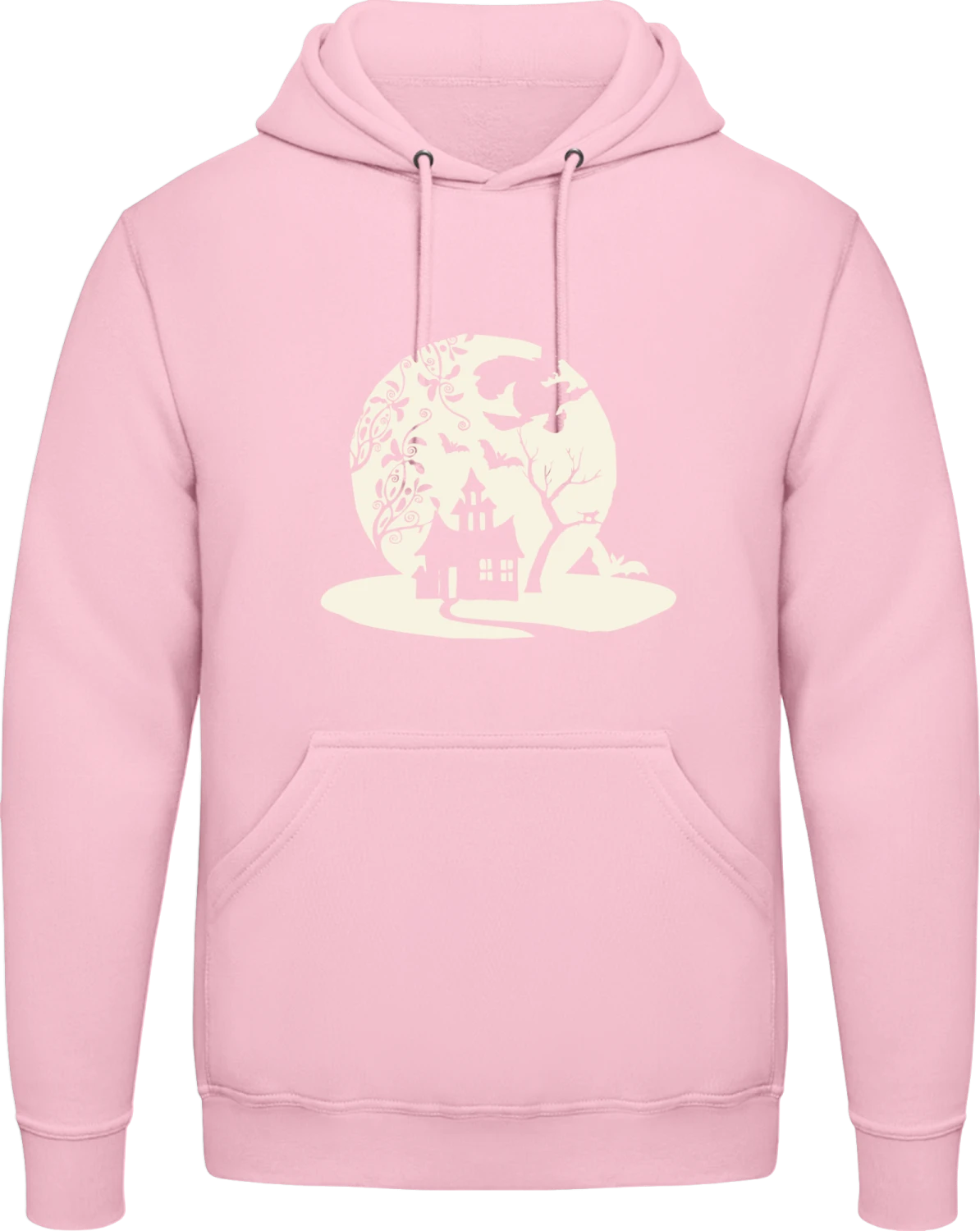 Halloween Moon - Baby pink AWDis man hoodie - Front