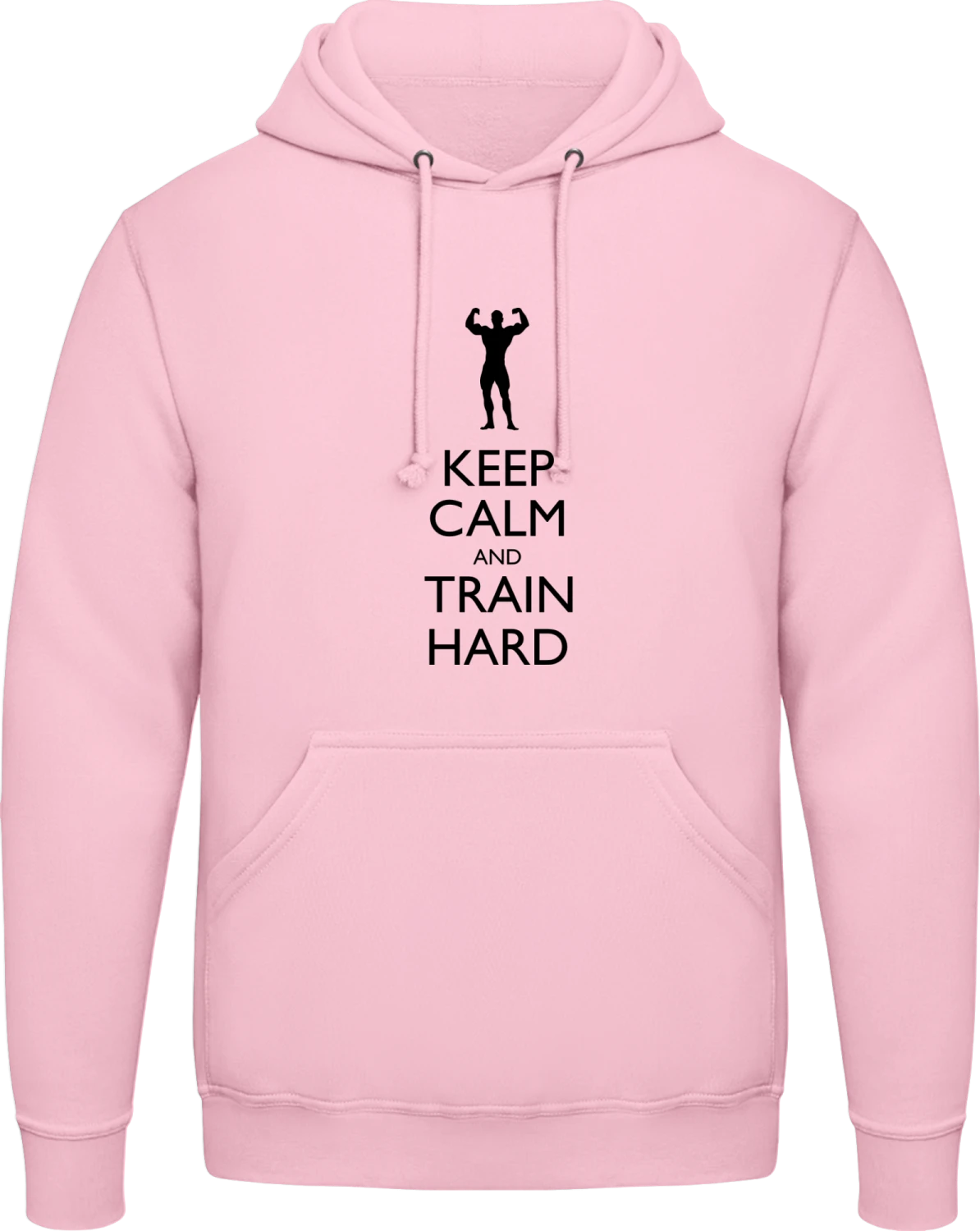 Keep Calm and Train Hard - Baby pink AWDis man hoodie - Front