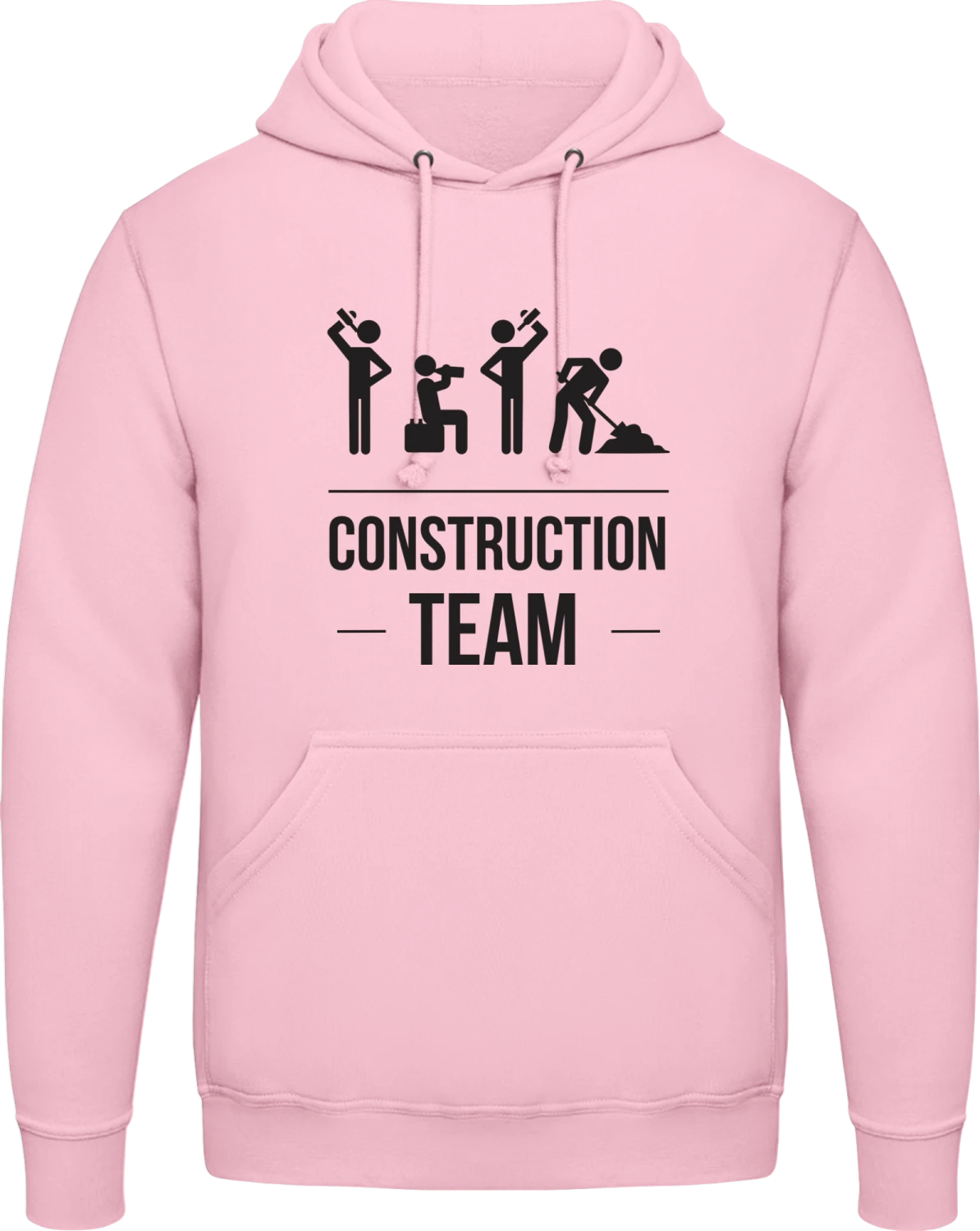 Construction Team - Baby pink AWDis man hoodie - Front