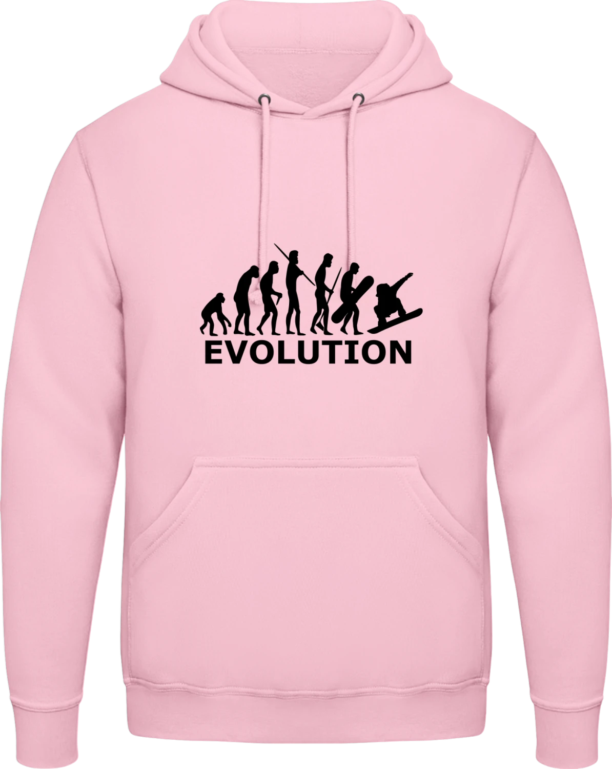 Snowboard Evolution - Baby pink AWDis man hoodie - Front