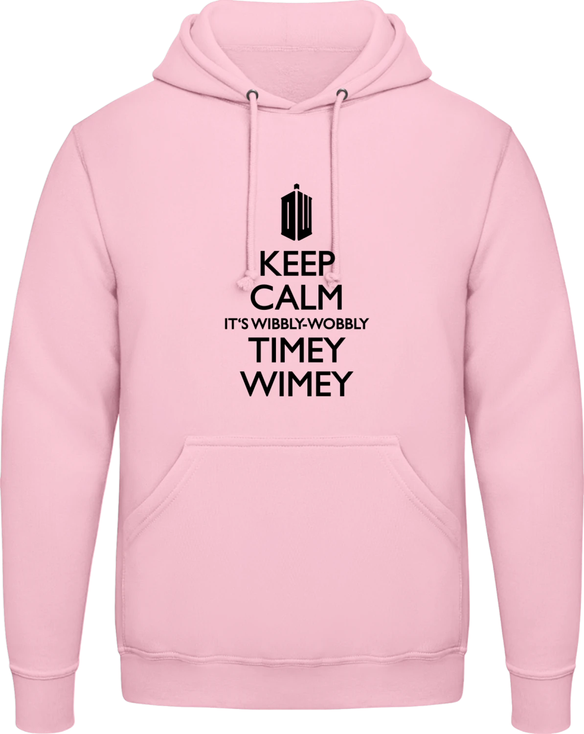 Timey Wimey - Baby pink AWDis man hoodie - Front