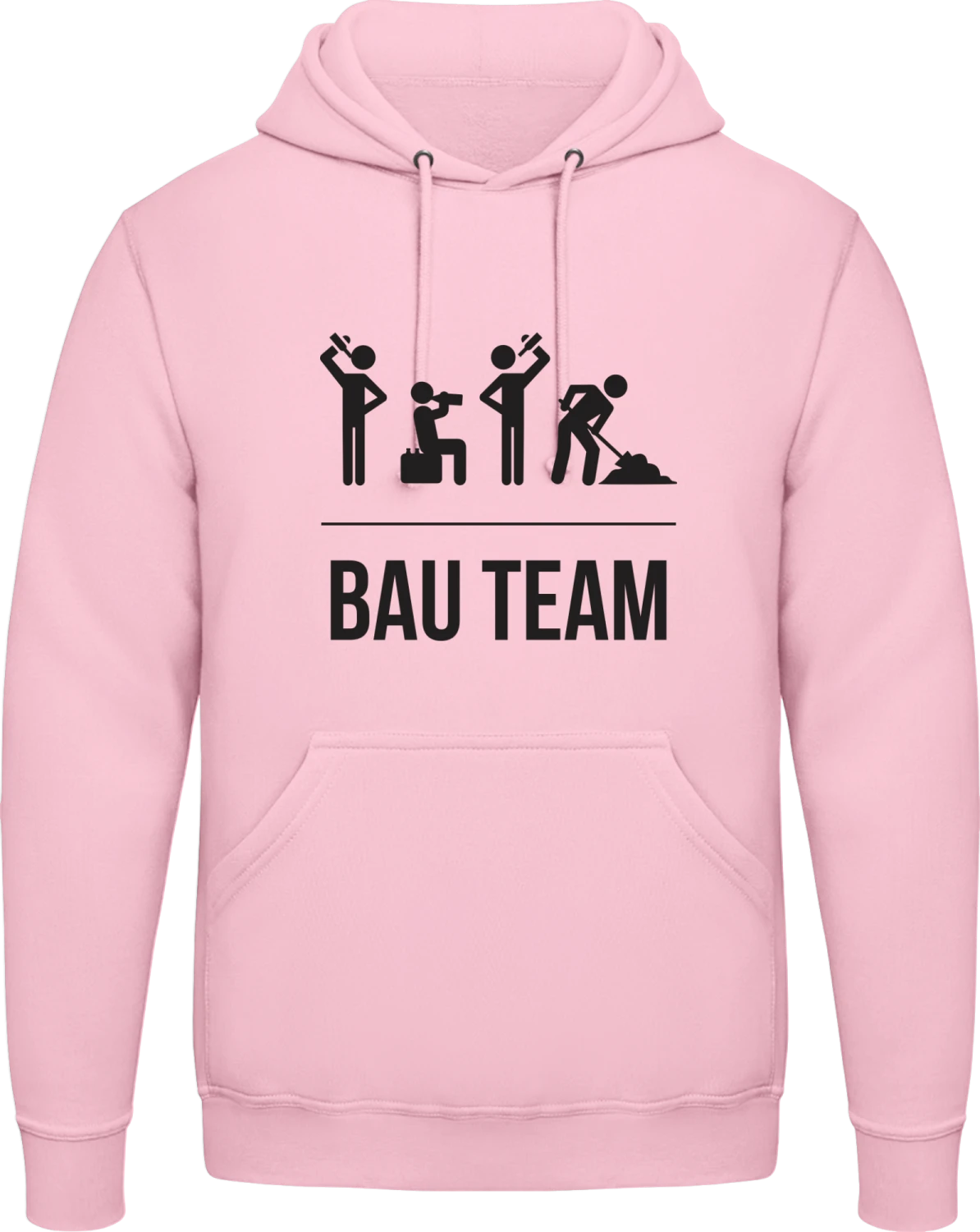 Bau Team - Baby pink AWDis man hoodie - Front