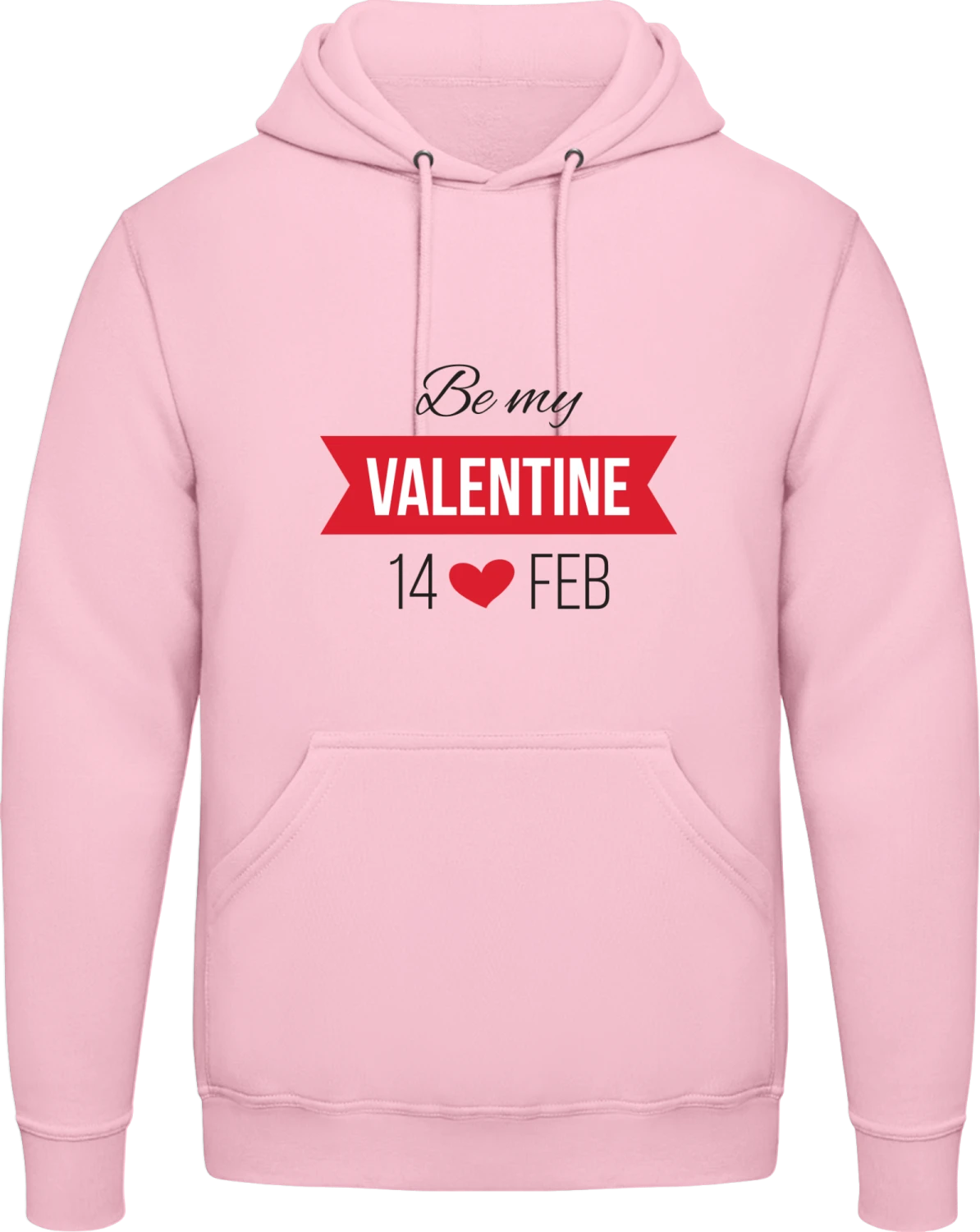 Be My Valentine 14 Feb - Baby pink AWDis man hoodie - Front