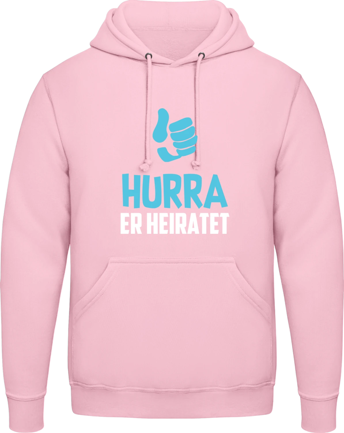 Hurra er heiratet - Baby pink AWDis man hoodie - Front