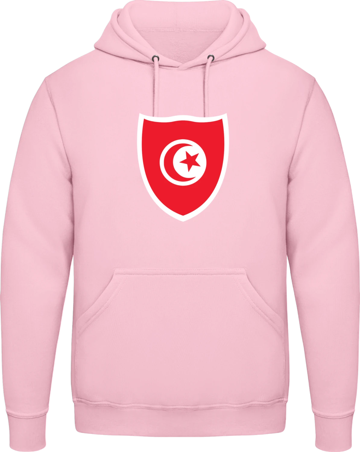 Tunisia Flag Shield - Baby pink AWDis man hoodie - Front