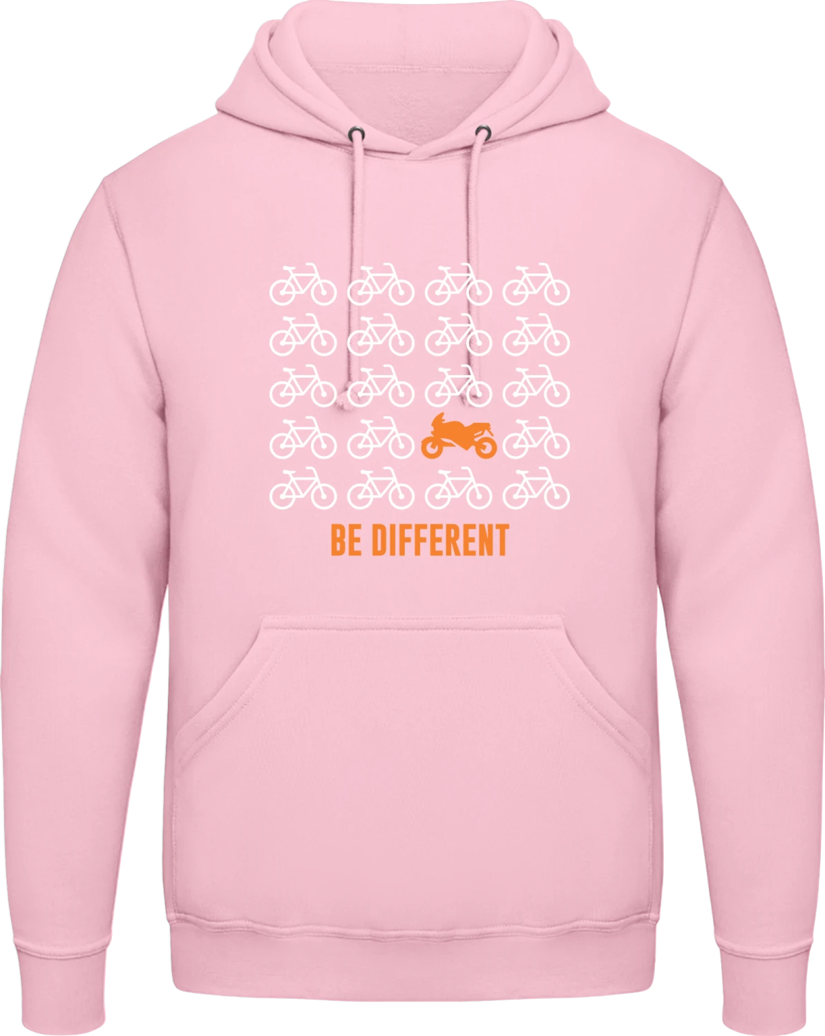 Be Different Motorcycle - Baby pink AWDis man hoodie - Front