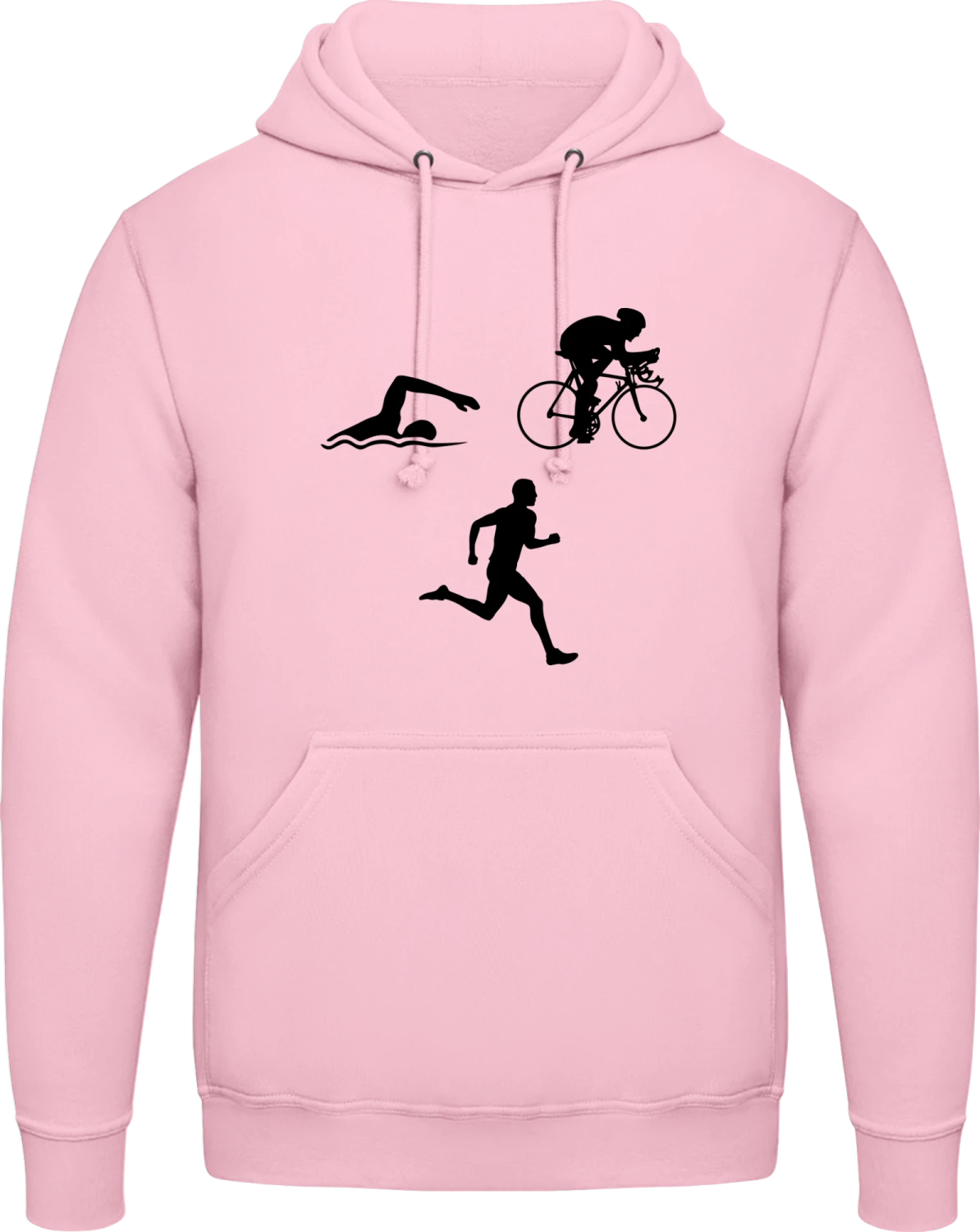 Triathlete Silhouette - Baby pink AWDis man hoodie - Front