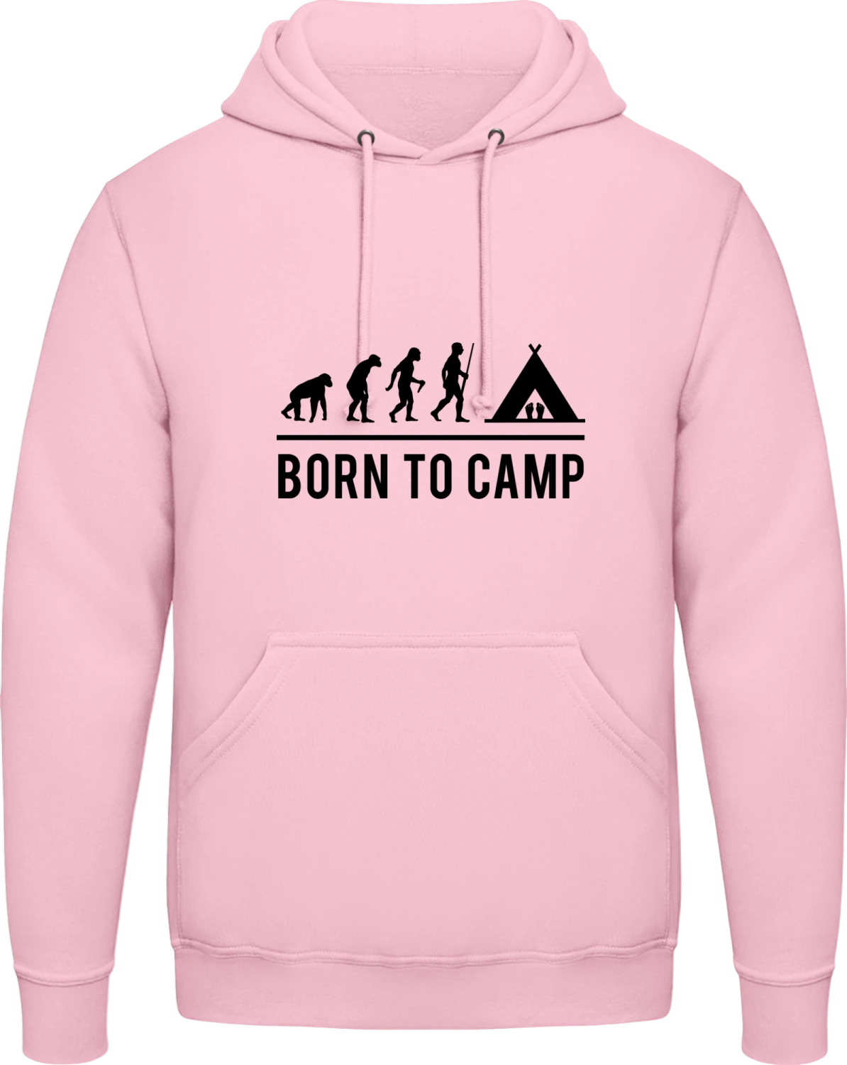 Evolution Born To Camping - Baby pink AWDis man hoodie - Front