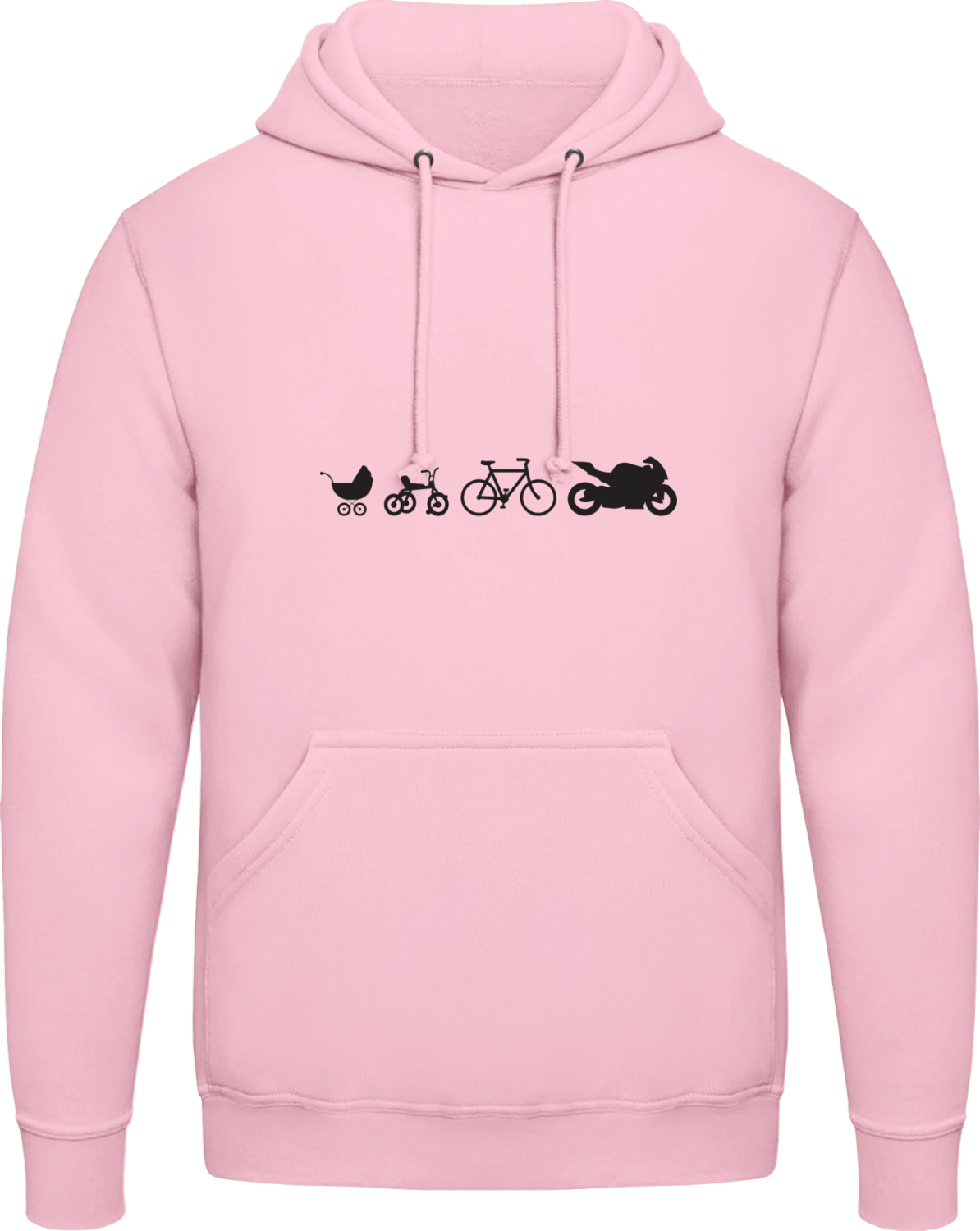 Baby to Biker Evolution - Baby pink AWDis man hoodie - Front