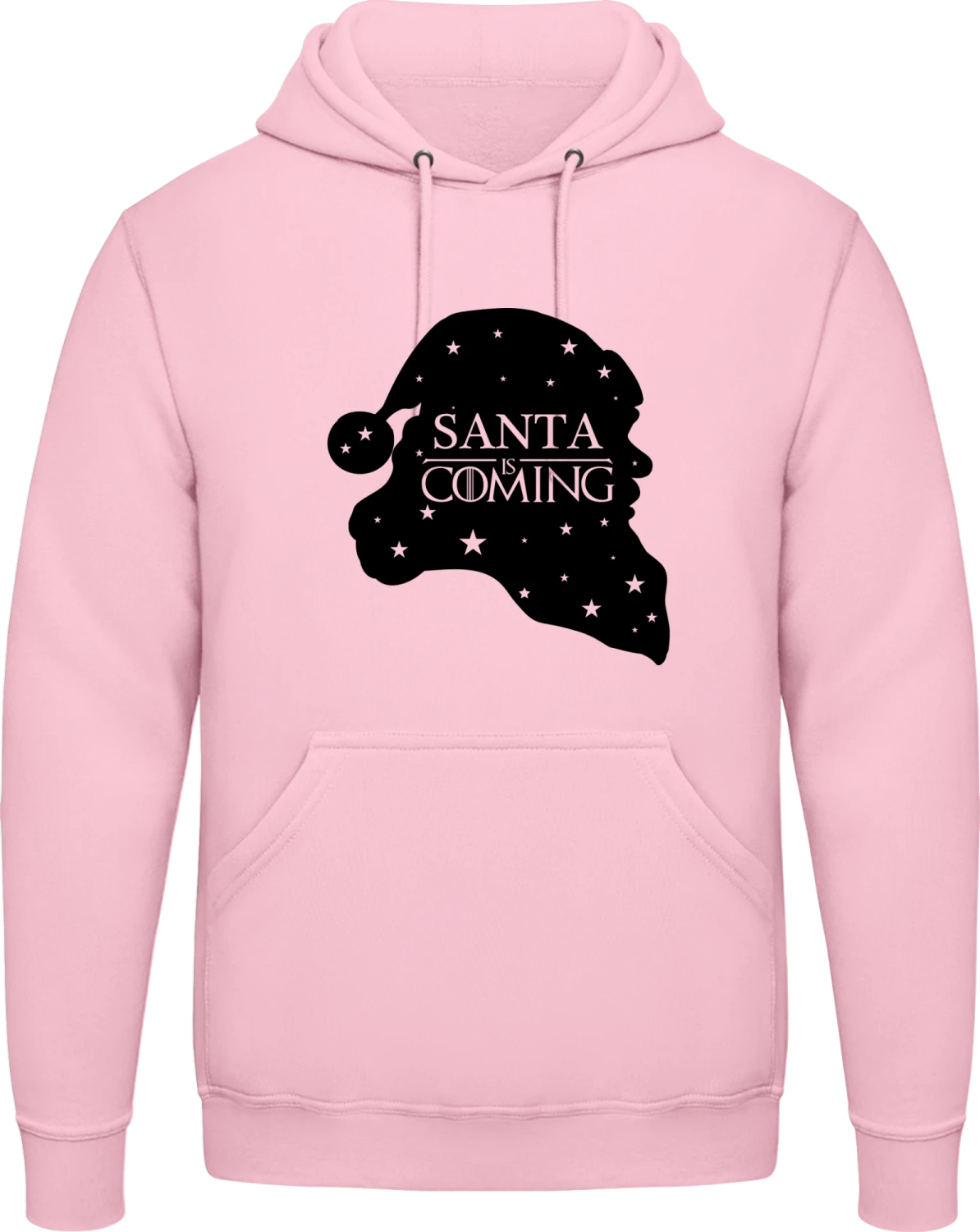 Santa Is Coming - Baby pink AWDis man hoodie - Front