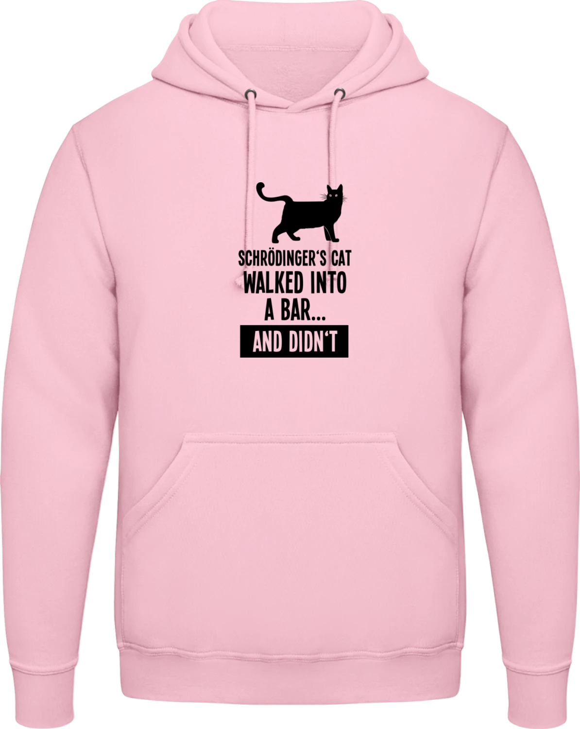 Schrödinger's Cat Walked Into A Bar - Baby pink AWDis man hoodie - Front