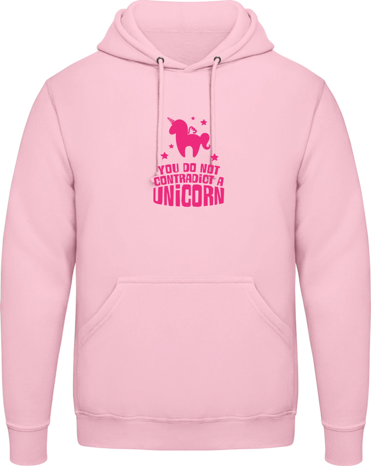 You Do Not Contradict A Unicorn - Baby pink AWDis man hoodie - Front