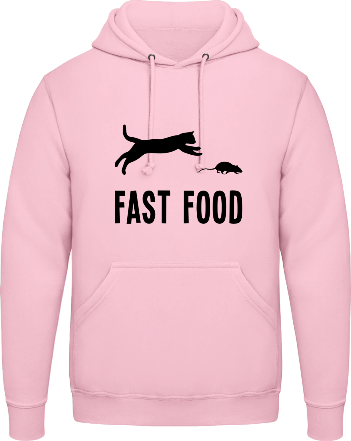 Fast Food Cat Mouse - Baby pink AWDis man hoodie - Front