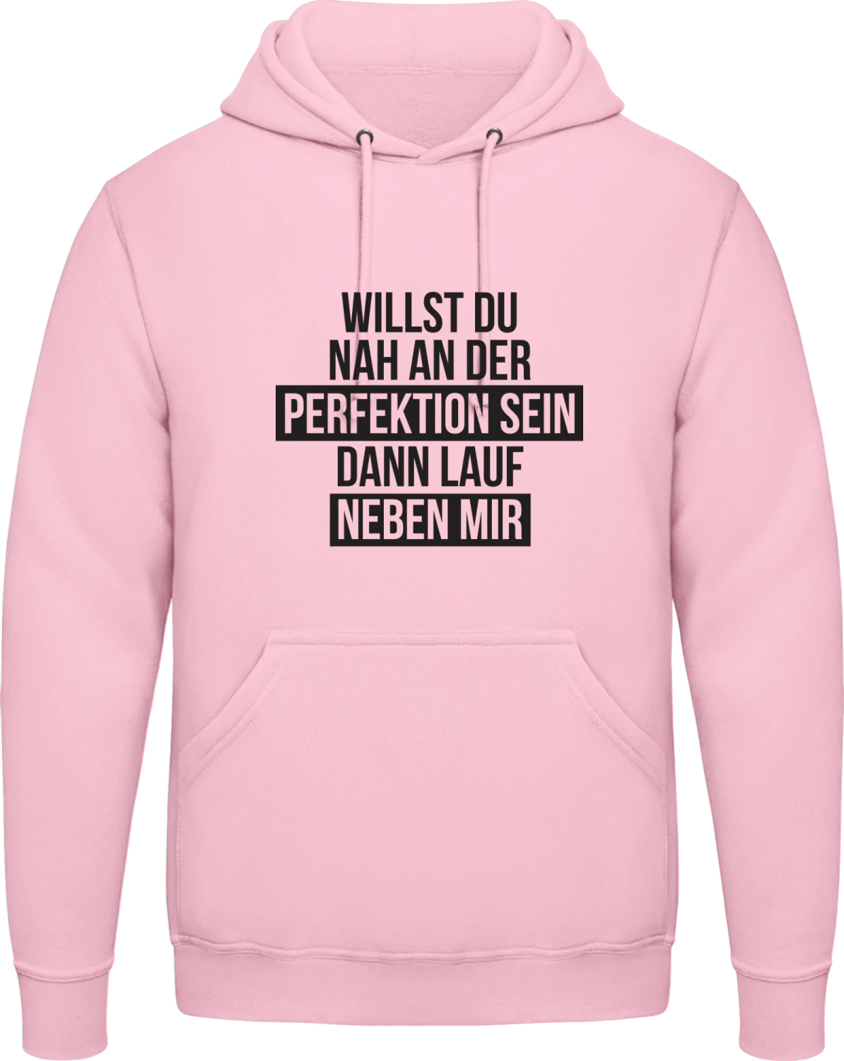 Nah an der Perfektion - Baby pink AWDis man hoodie - Front