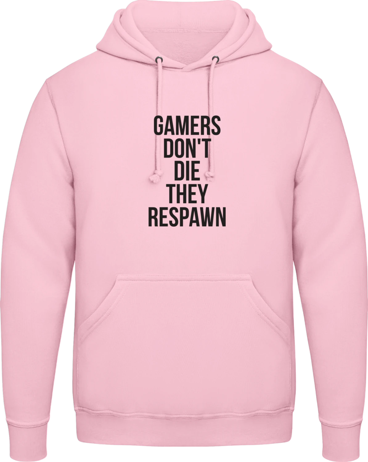 Gamers Don't Die They Respawn - Baby pink AWDis man hoodie - Front