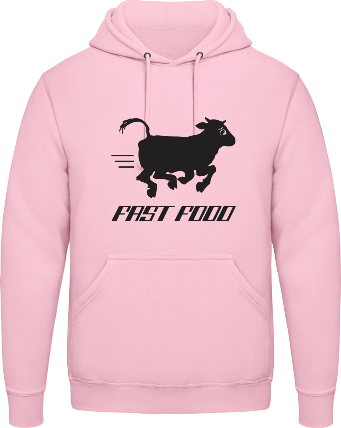 Fast Food Cow - Baby pink AWDis man hoodie - Front