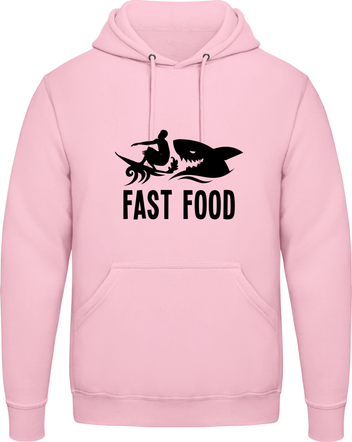 Fast Food Surfer Shark - Baby pink AWDis man hoodie - Front