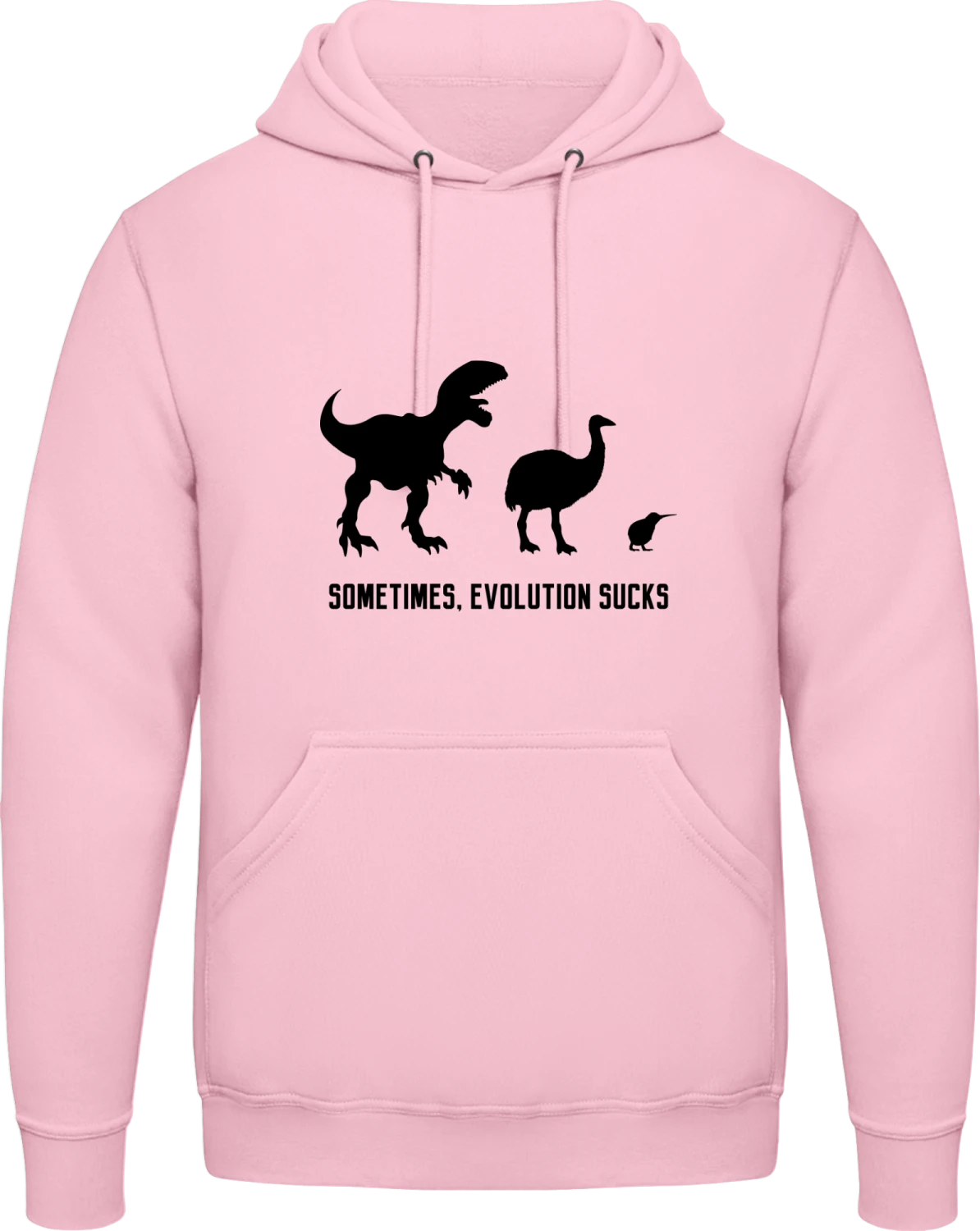 Sometimes, Evolution Sucks - Baby pink AWDis man hoodie - Front